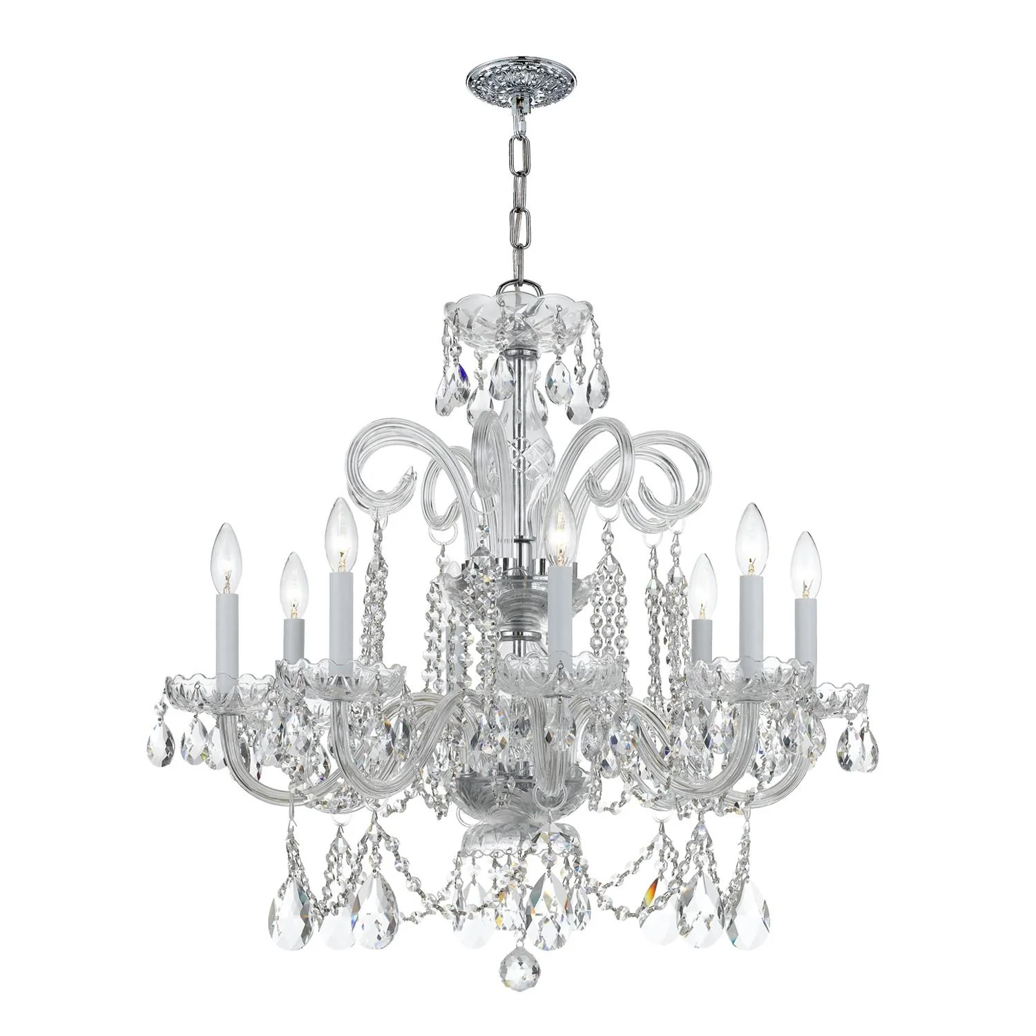 Crystorama Traditional Crystal 27'' Hand Cut Crystal Polished Chrome Chandelier