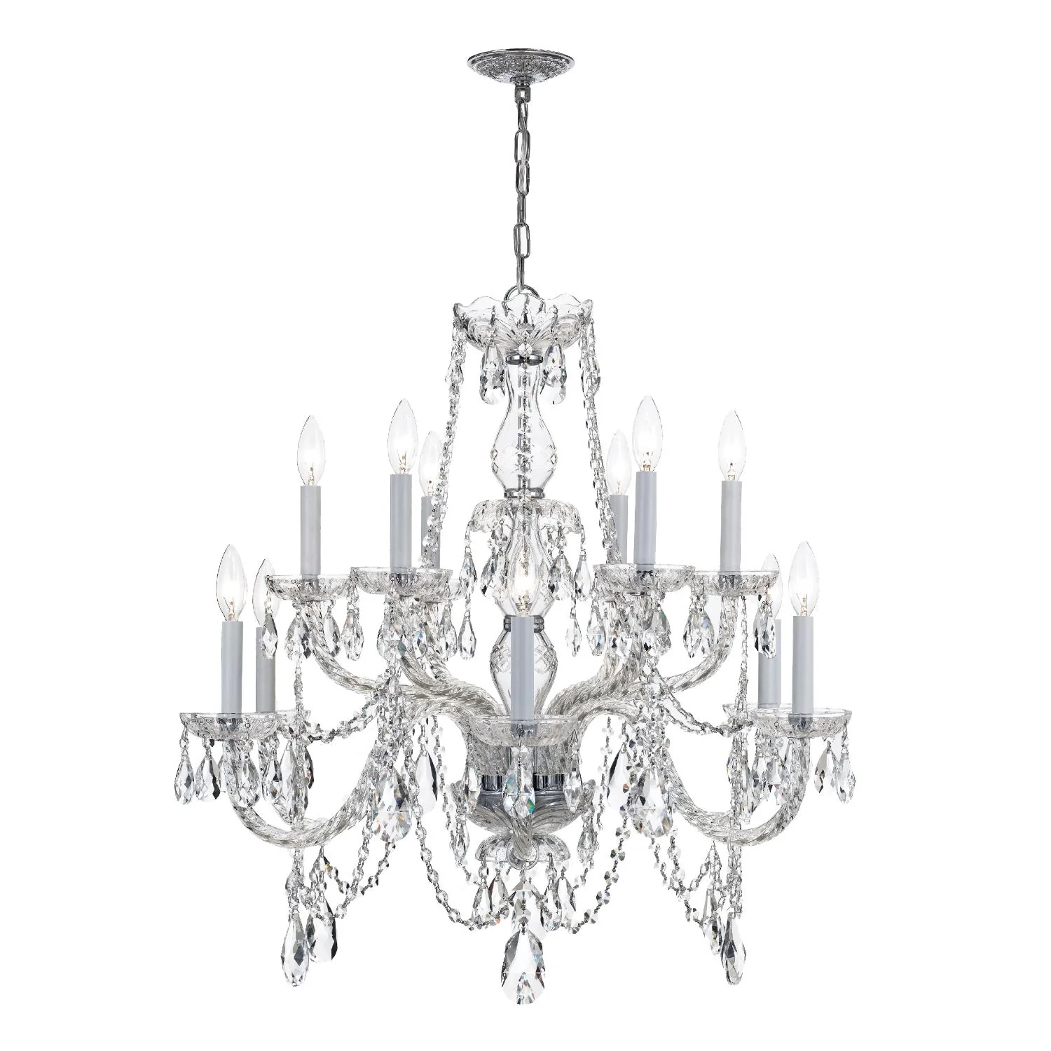 Crystorama Traditional Crystal 31'' Italian Crystal Polished Chrome Chandelier