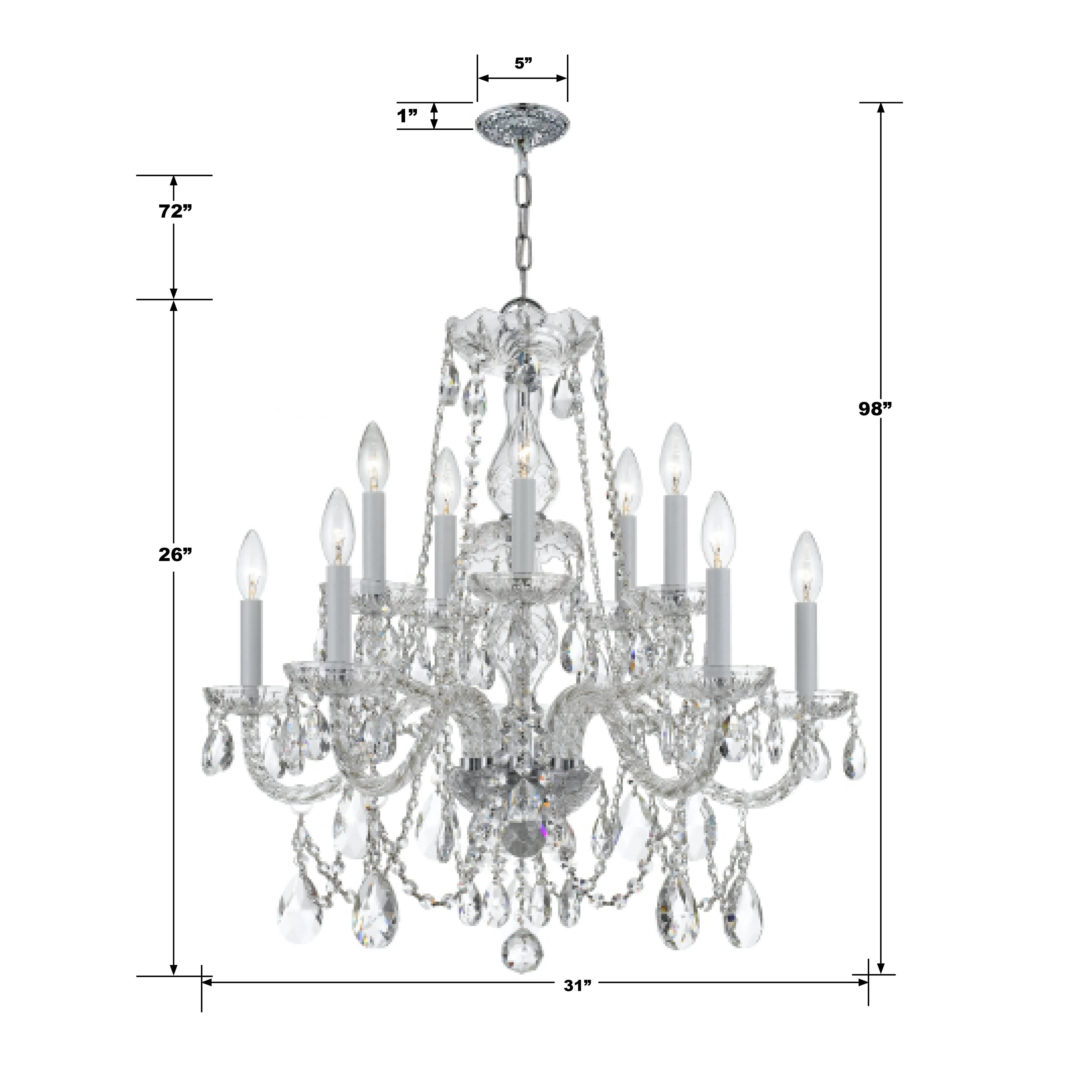 Crystorama Traditional Crystal 31'' Italian Crystal Polished Chrome Chandelier - Image 2