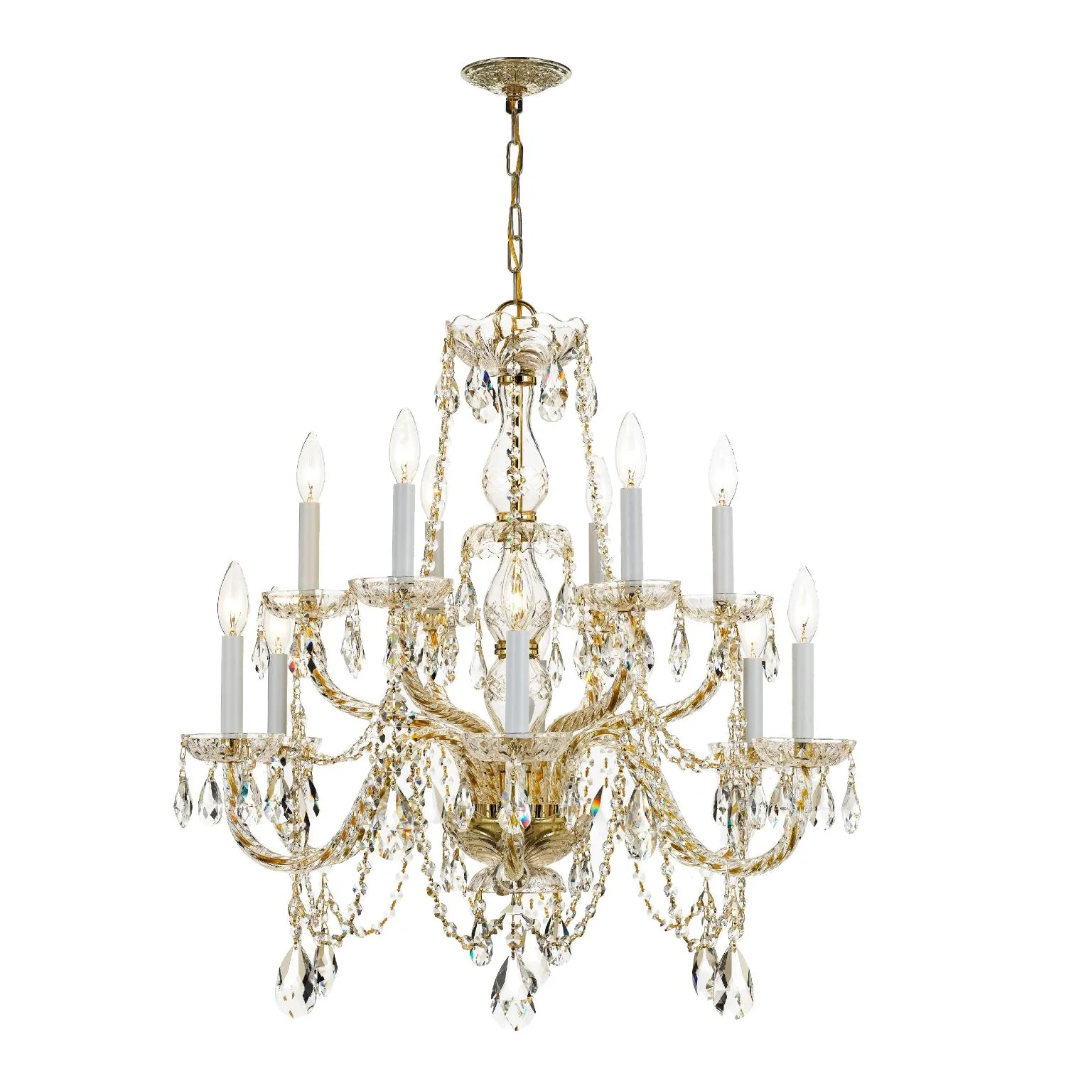 Crystorama Traditional Crystal 31'' Swarovski Strass Crystal Polished Brass Chandelier
