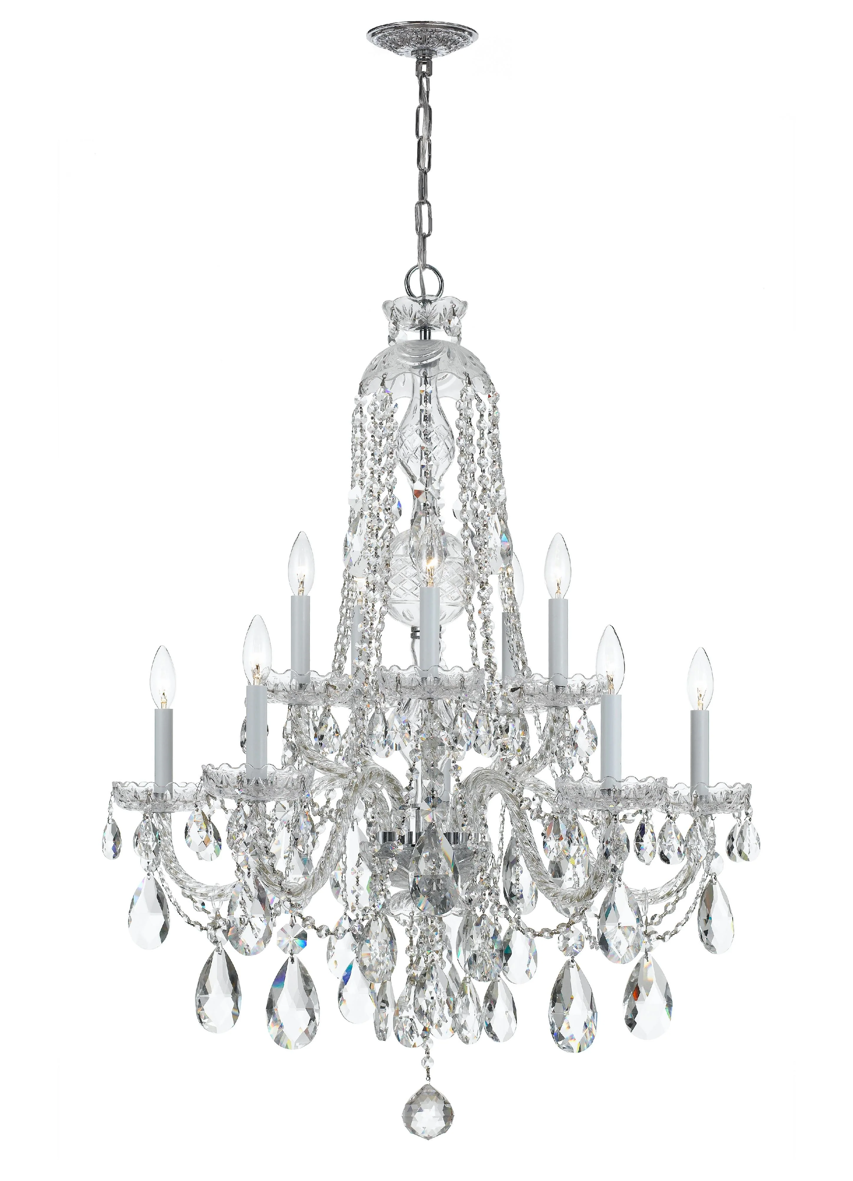 Crystorama Traditional Crystal 32'' Hand Cut Crystal Polished Chrome Chandelier