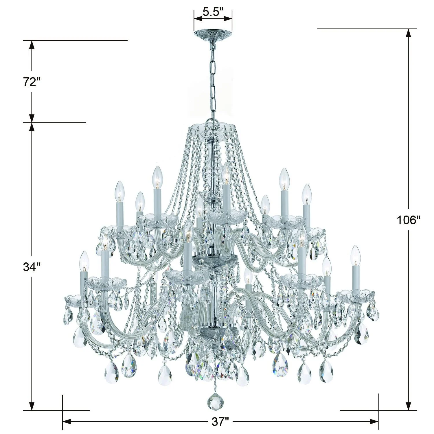 Crystorama Traditional Crystal 37'' Swarovski Spectra Crystal Polished Chrome Chandelier - Image 2