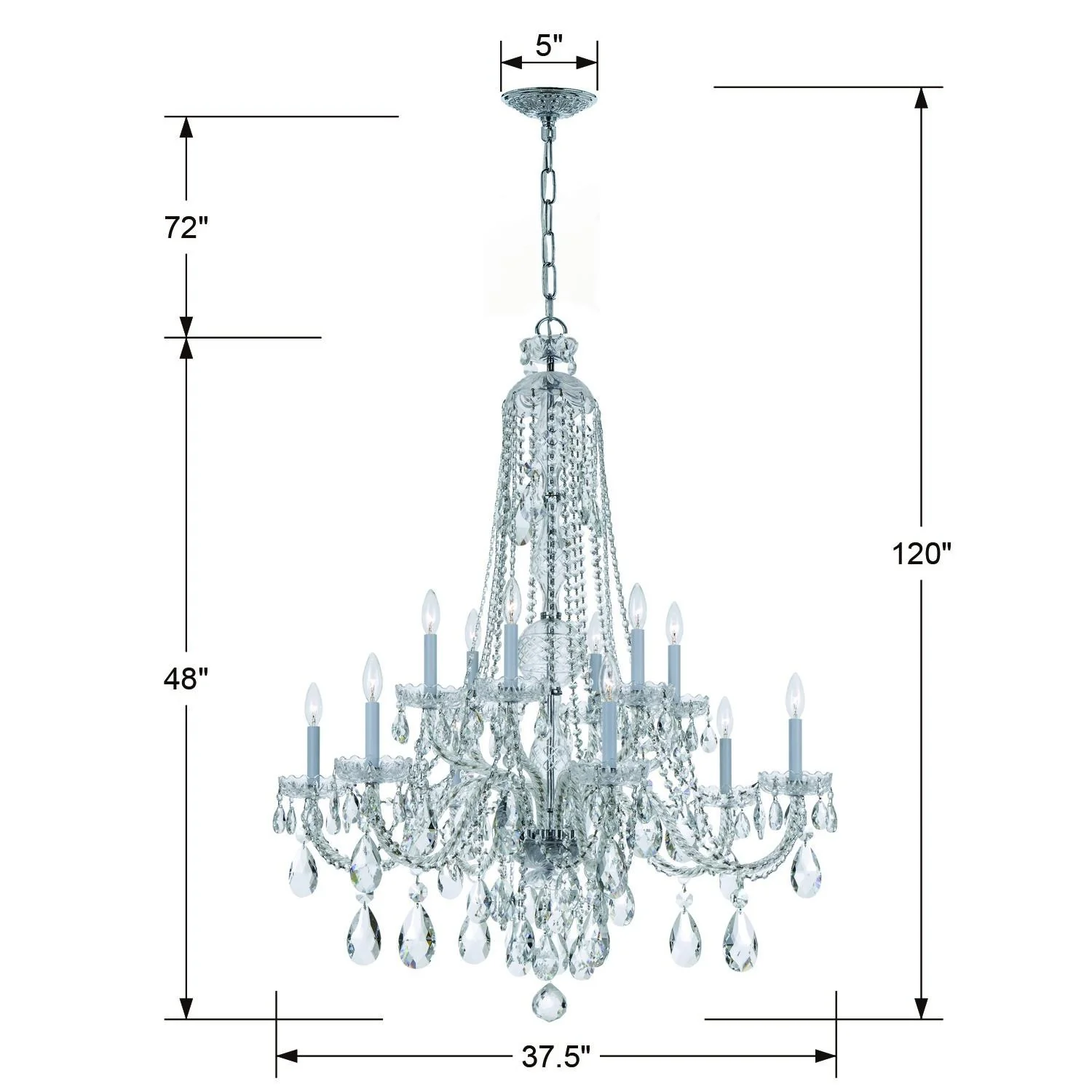 Crystorama Traditional Crystal 37.5'' Hand Cut Crystal Polished Chrome Chandelier - Image 5