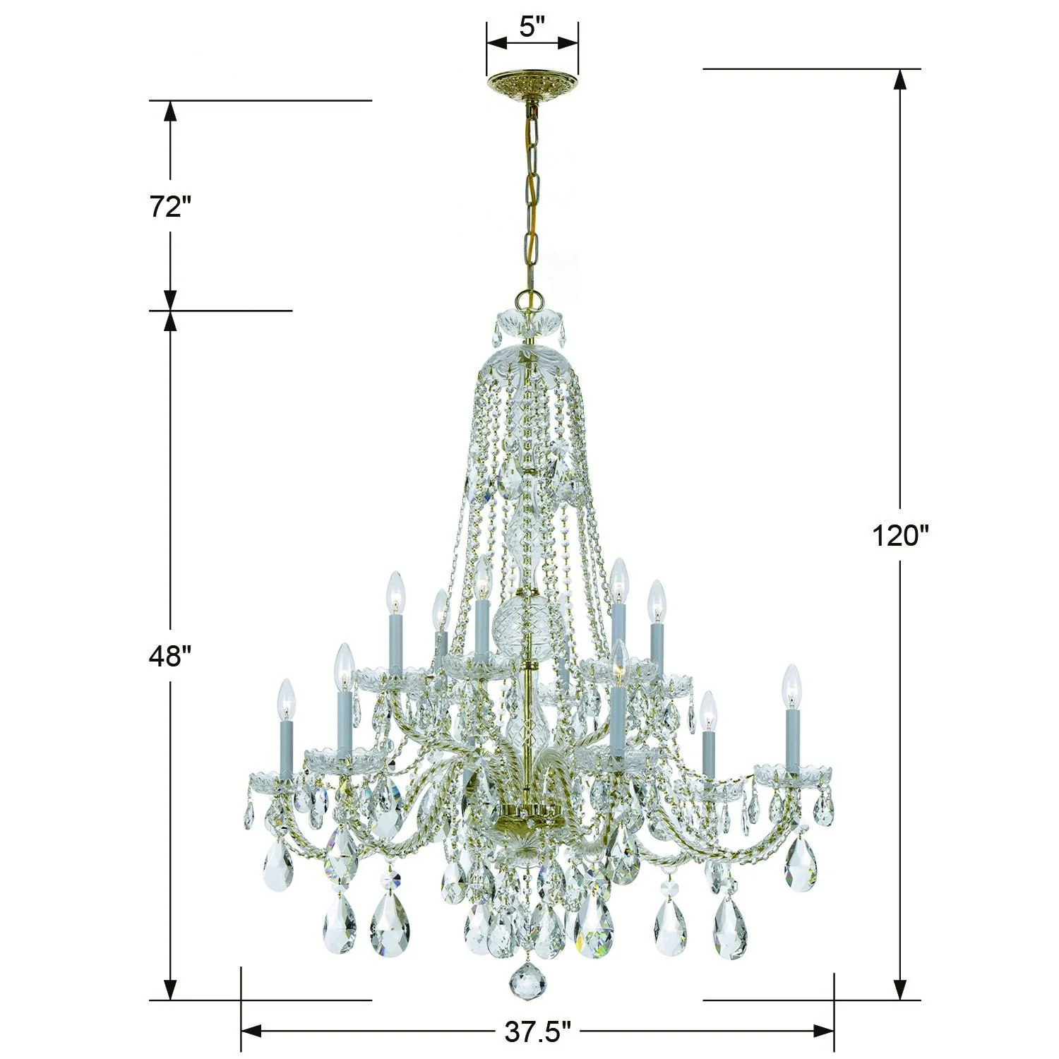 Crystorama Traditional Crystal 37.5'' Swarovski Strass Crystal Polished Brass Chandelier - Image 2