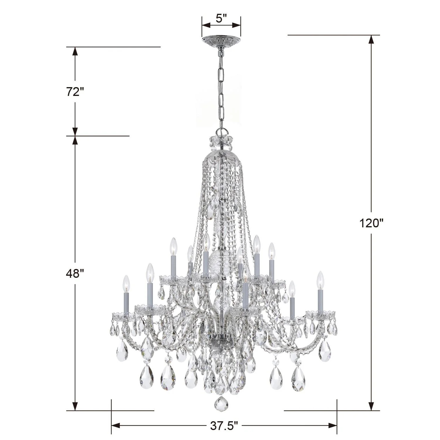 Crystorama Traditional Crystal 37.5'' Swarovski Strass Crystal Polished Chrome Chandelier - Image 3