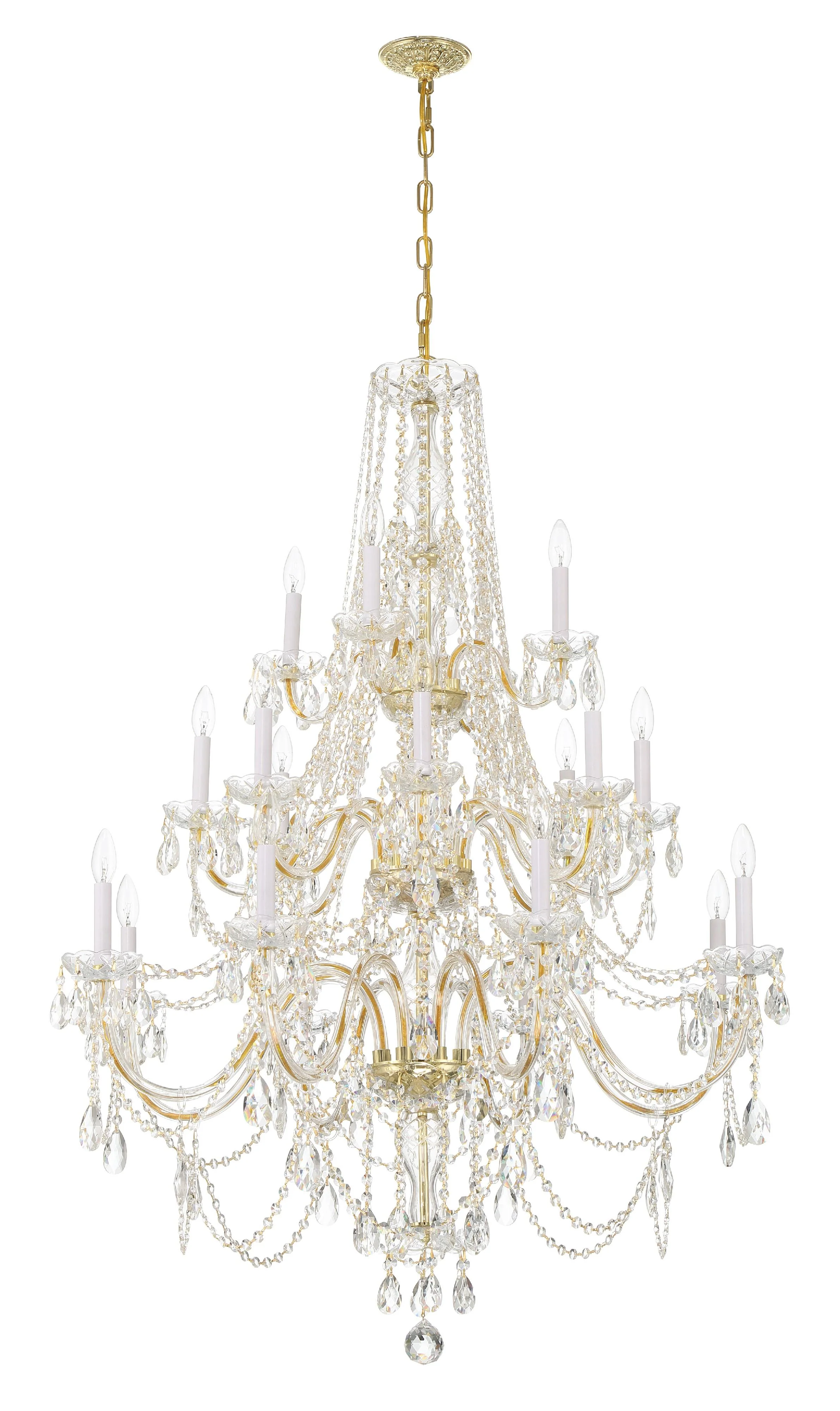 Crystorama Traditional Crystal 38'' Hand Cut Crystal Polished Brass Chandelier - Image 2