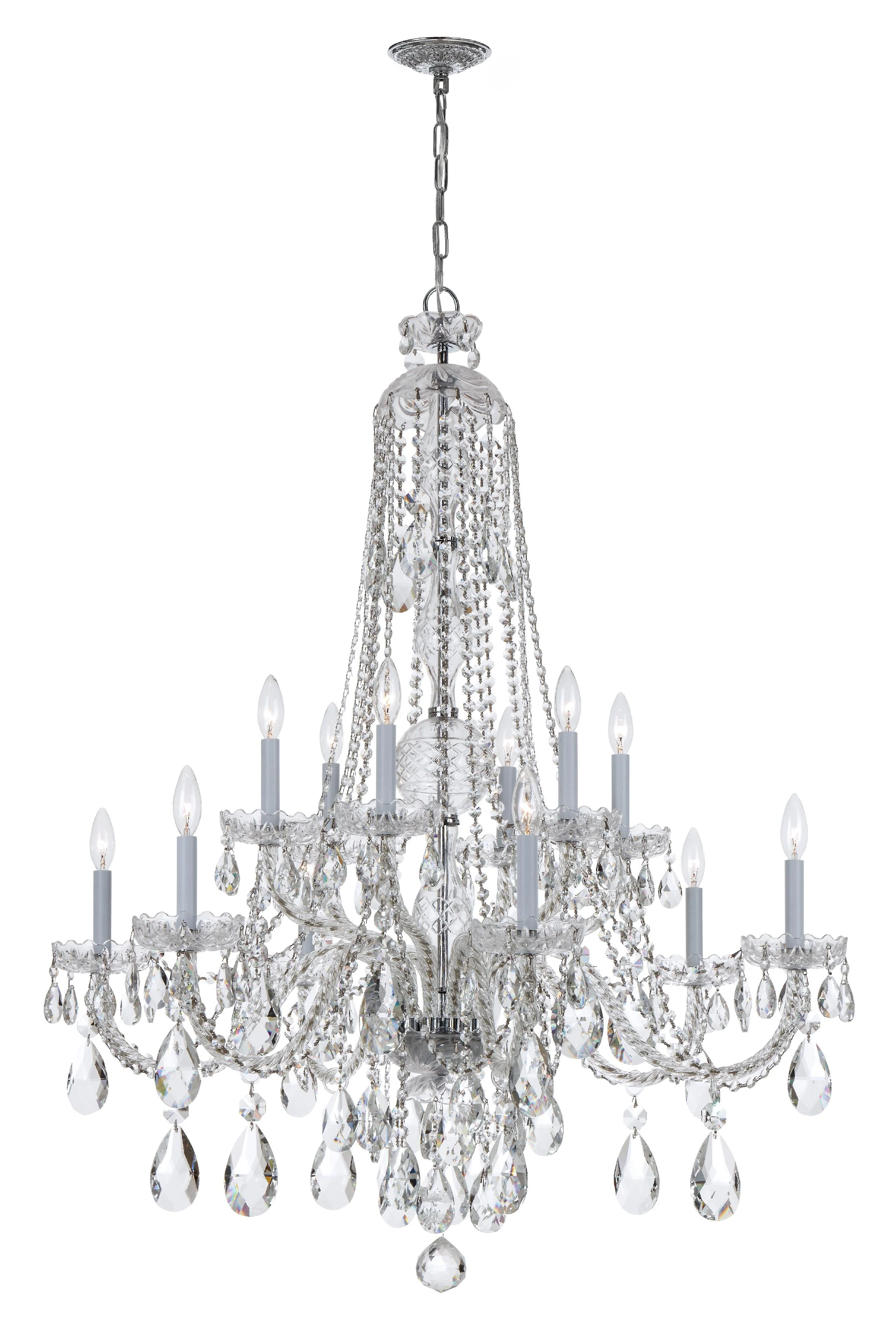 Crystorama Traditional Crystal 42'' Hand Cut Crystal Polished Chrome Chandelier