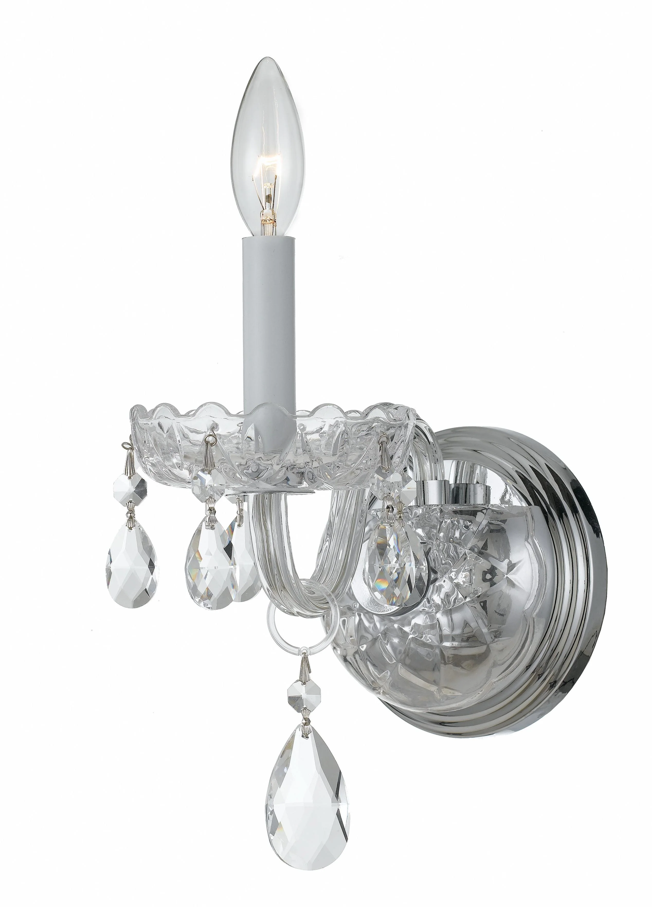 Crystorama Traditional Crystal 5'' Hand Cut Crystal Polished Chrome Sconce
