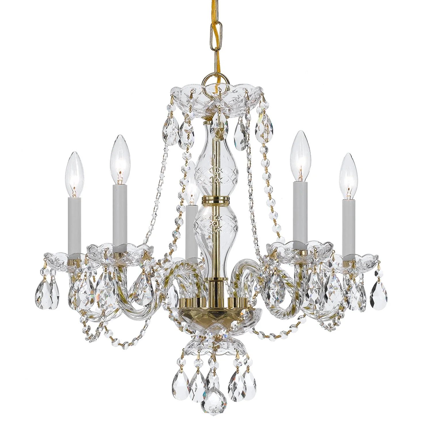 Crystorama Traditional Crystal 5 Light Clear Crystal Polished Brass Chandelier - Image 5