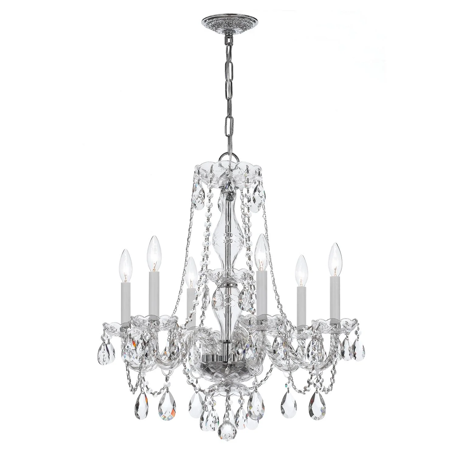 Crystorama Traditional Crystal 6 Light Clear Italian Crystal Polished Chrome Chandelier - Image 2