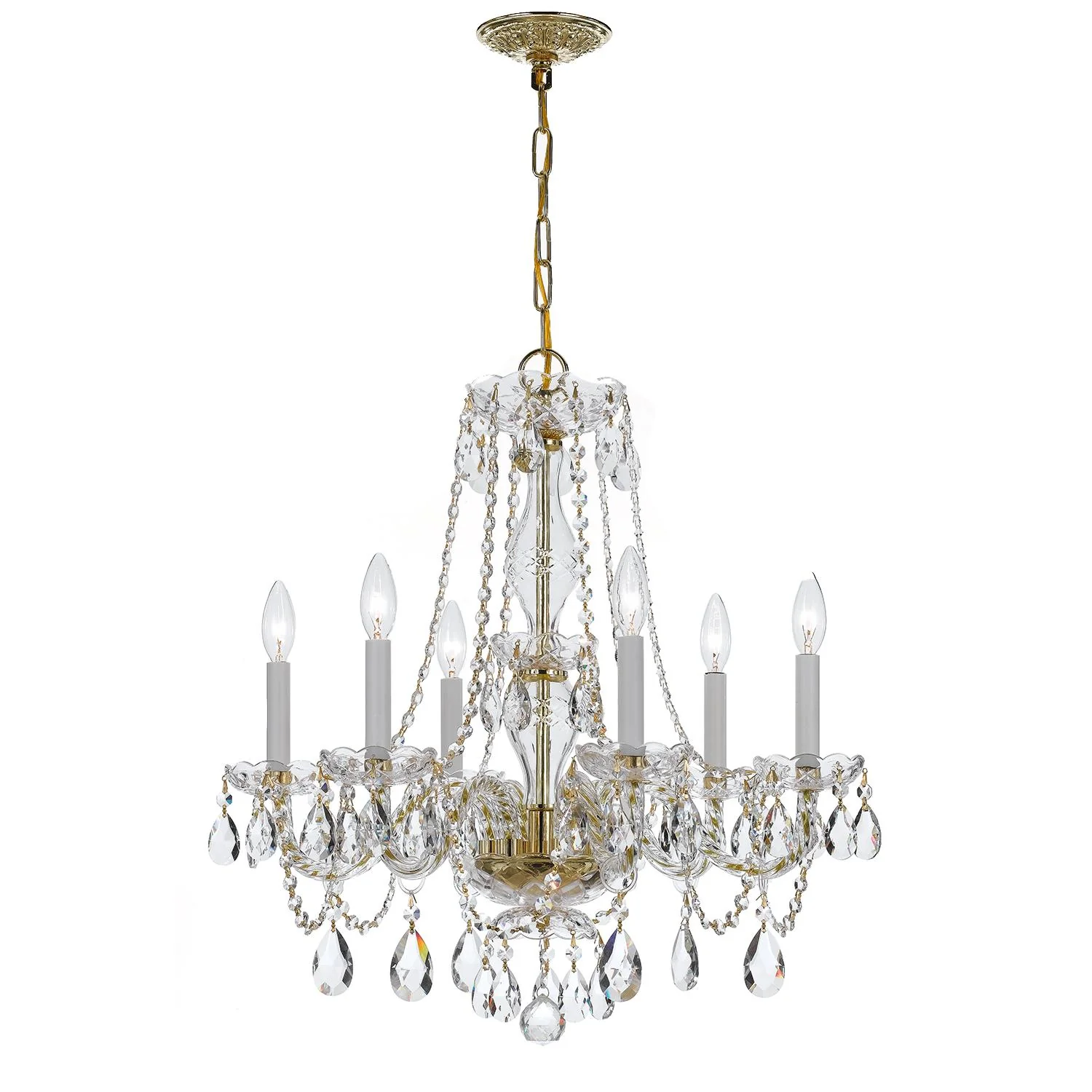 Crystorama Traditional Crystal 6 Light Crystal Polished Brass Chandelier - Image 2