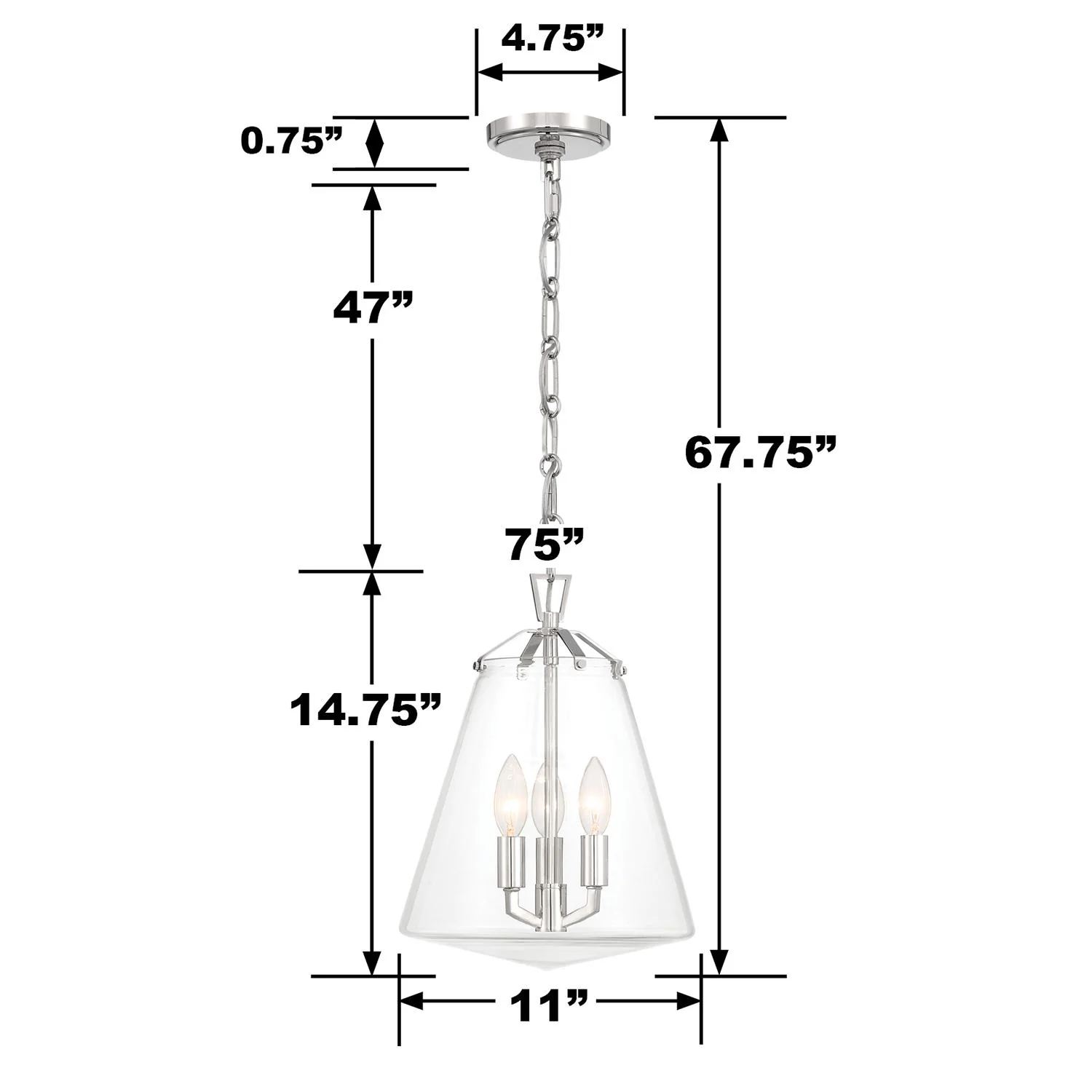 Crystorama Voss 11'' Polished Nickel Pendant - Image 6
