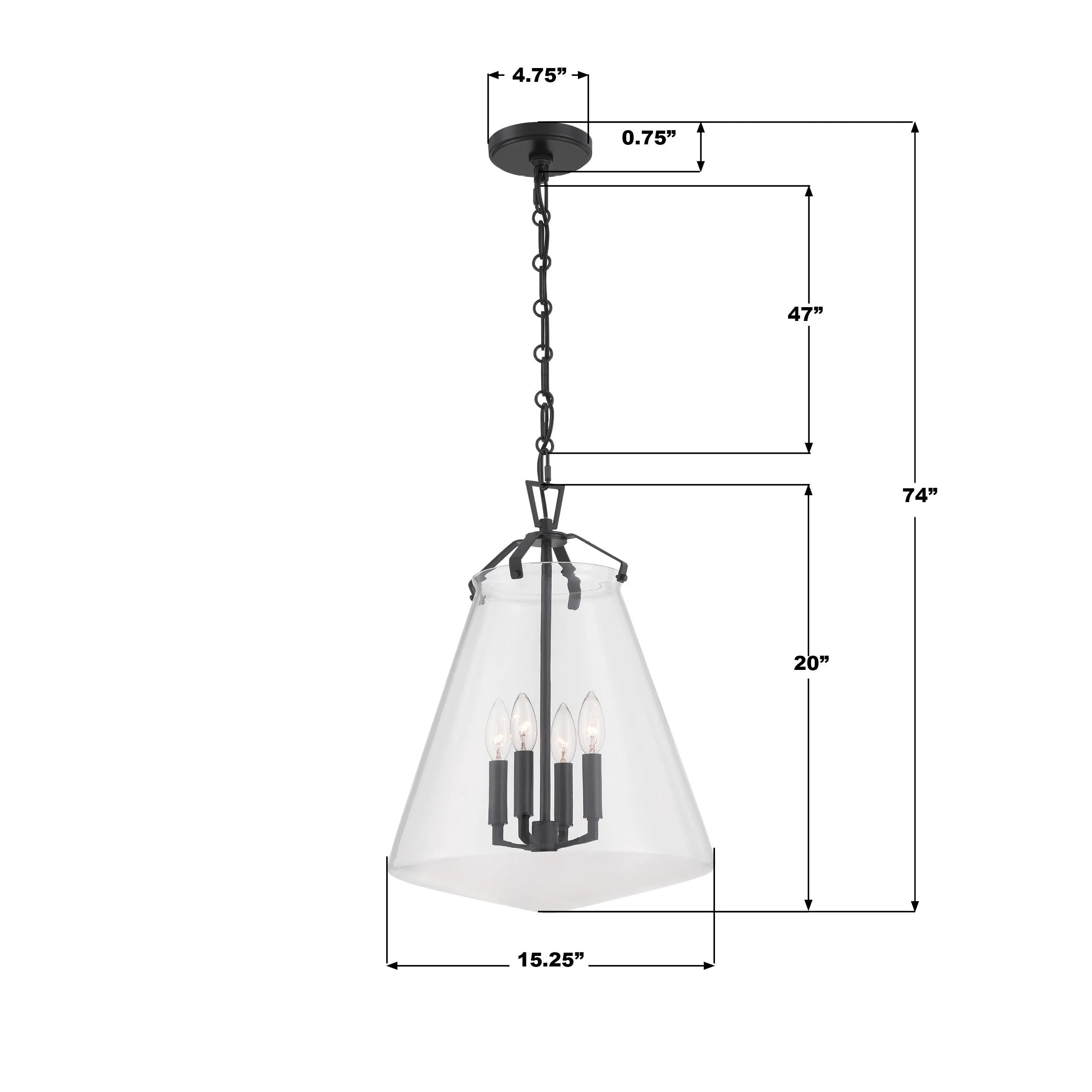 Crystorama Voss 15.25'' Matte Black Pendant - Image 7