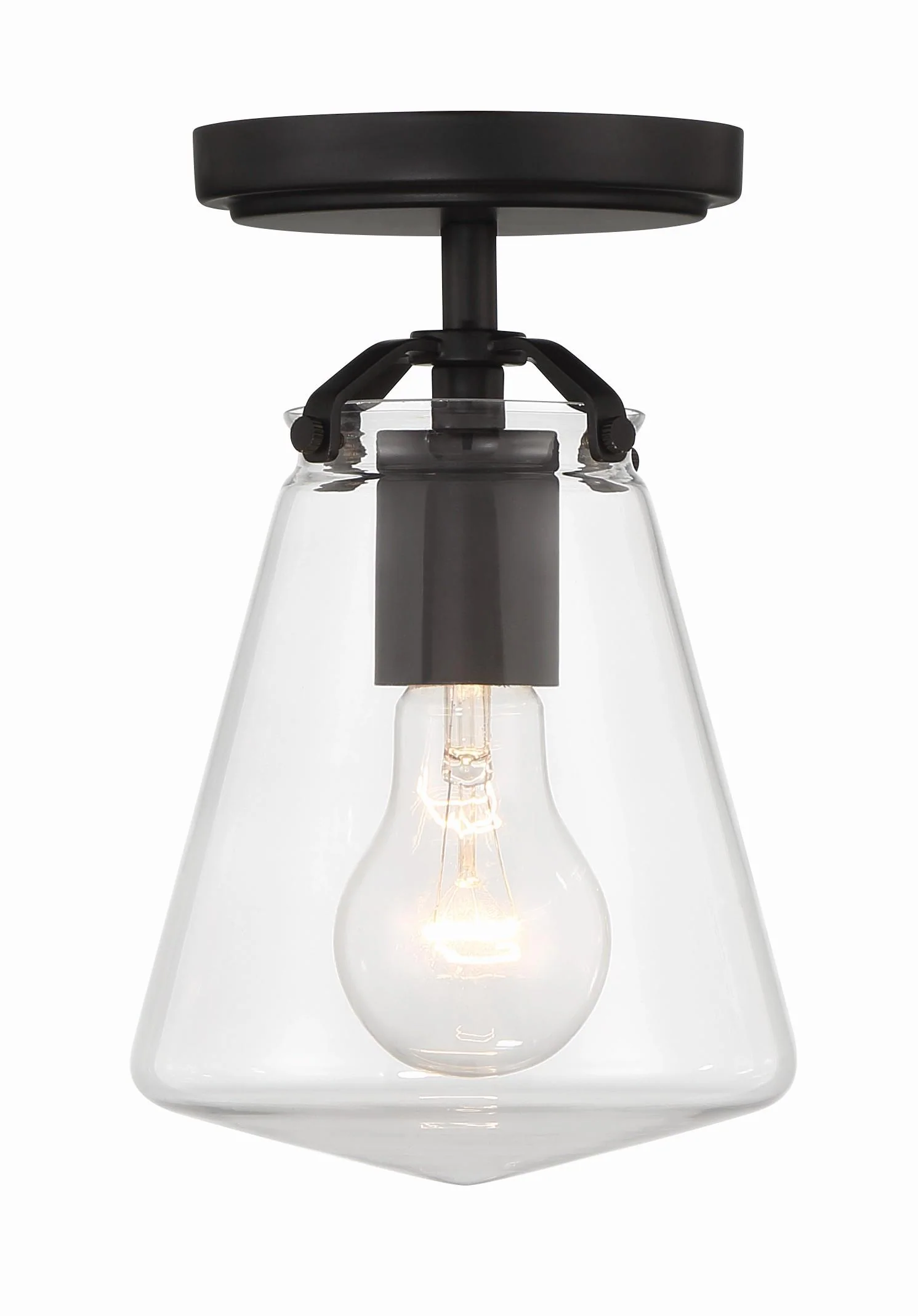 Crystorama Voss 5.75'' Matte Black Semi Flush Mount - Image 3