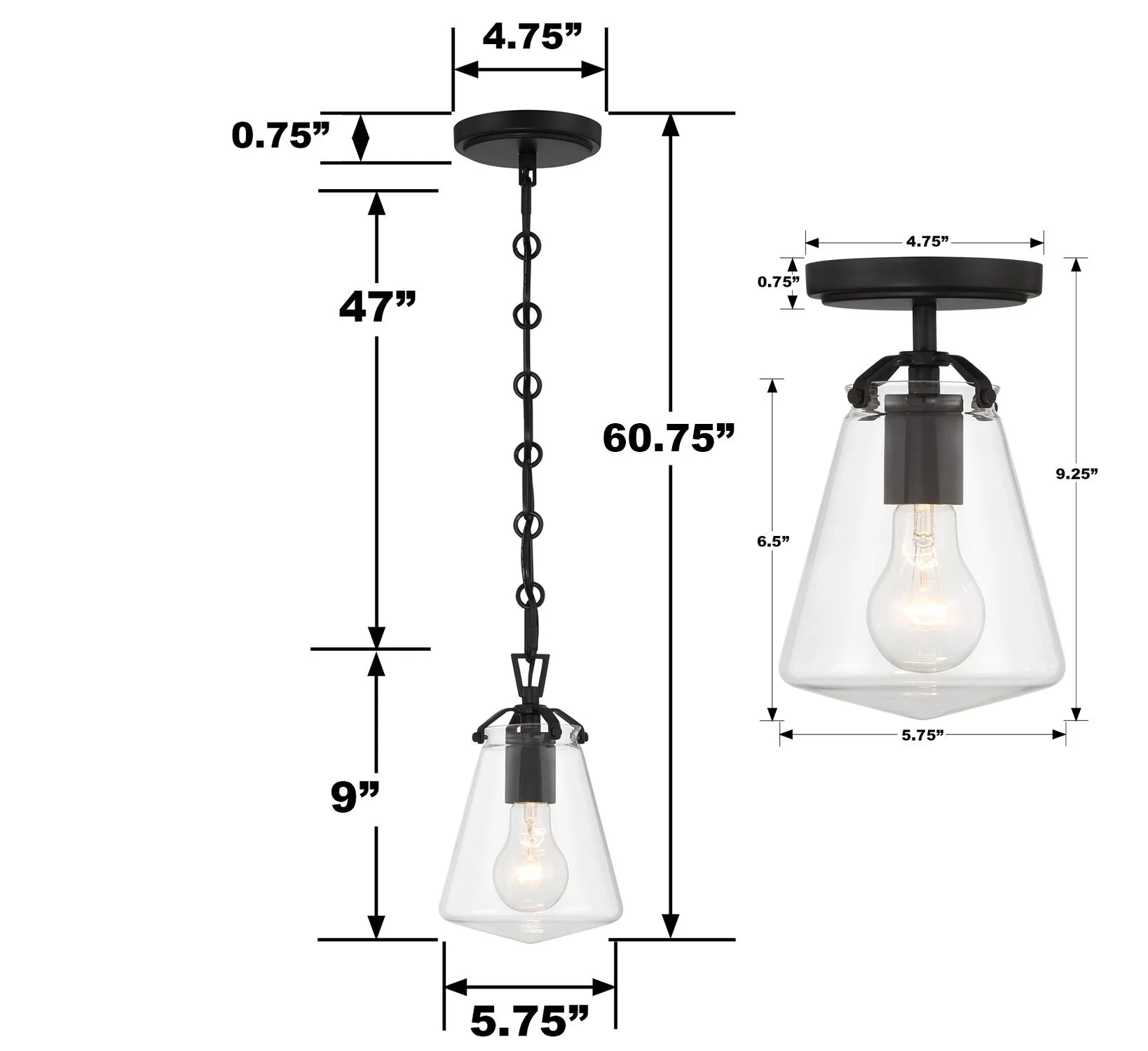 Crystorama Voss 5.75'' Matte Black Semi Flush Mount - Image 5