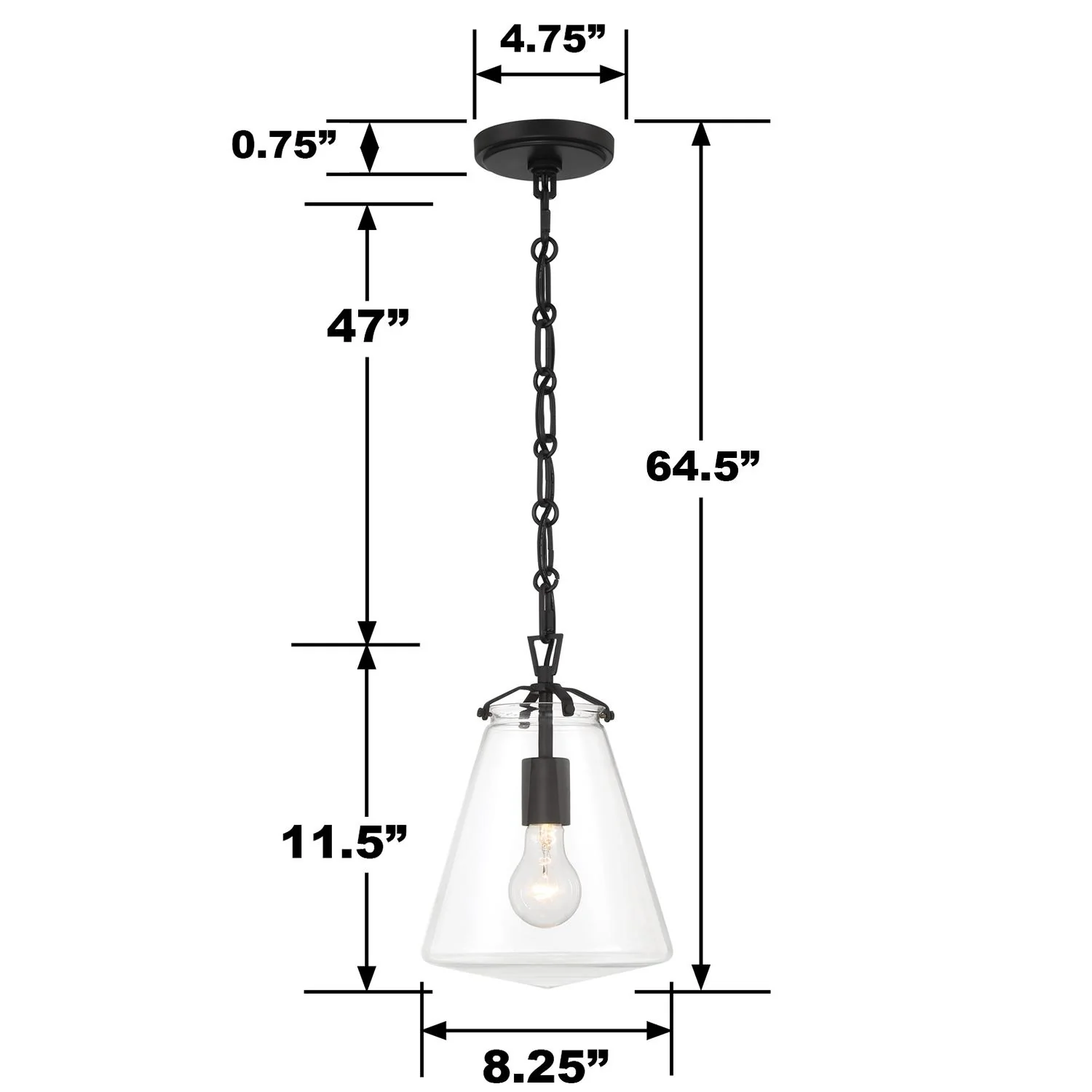 Crystorama Voss 8.25'' Matte Black Pendant - Image 6