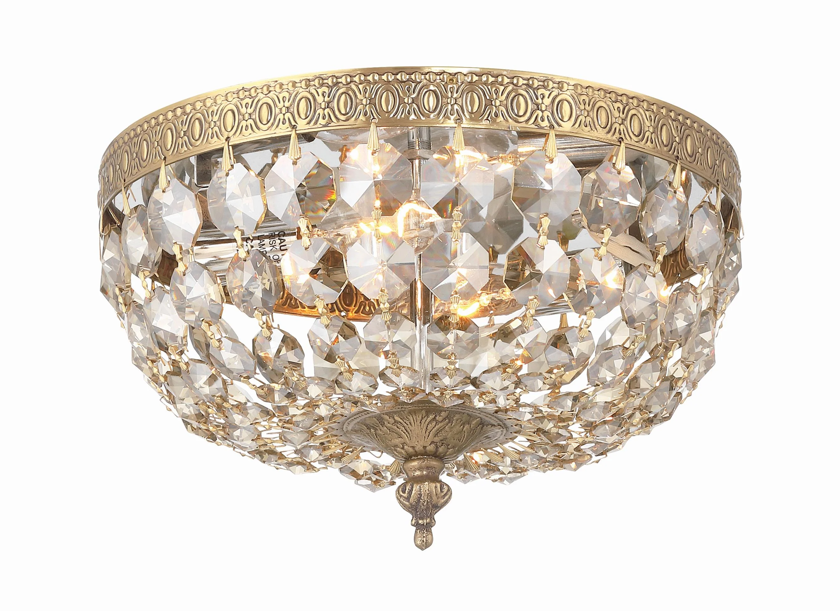 Crystorama Waltham 10'' Golden Teak Hand Cut Crystal Olde Brass Flush Mount - Image 2
