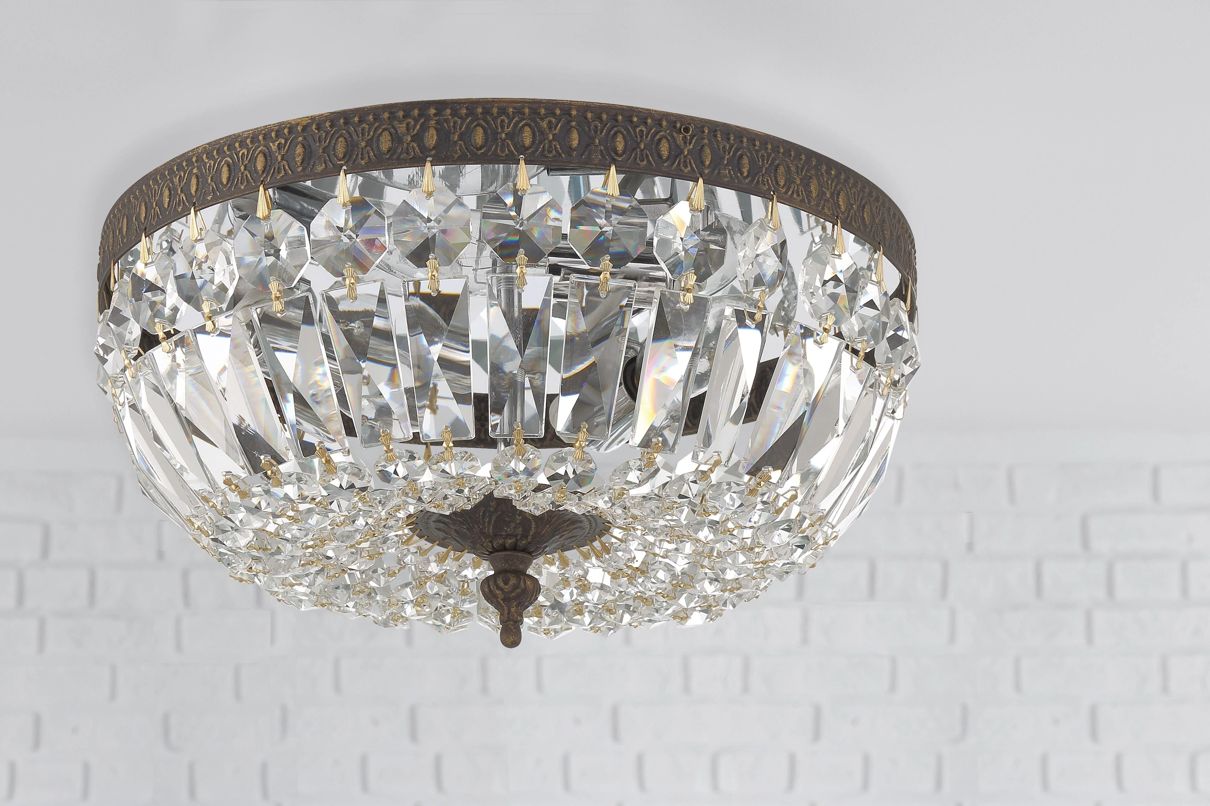 Crystorama Waltham 12'' Clear Hand Cut English Bronze Flush Mount - Image 4
