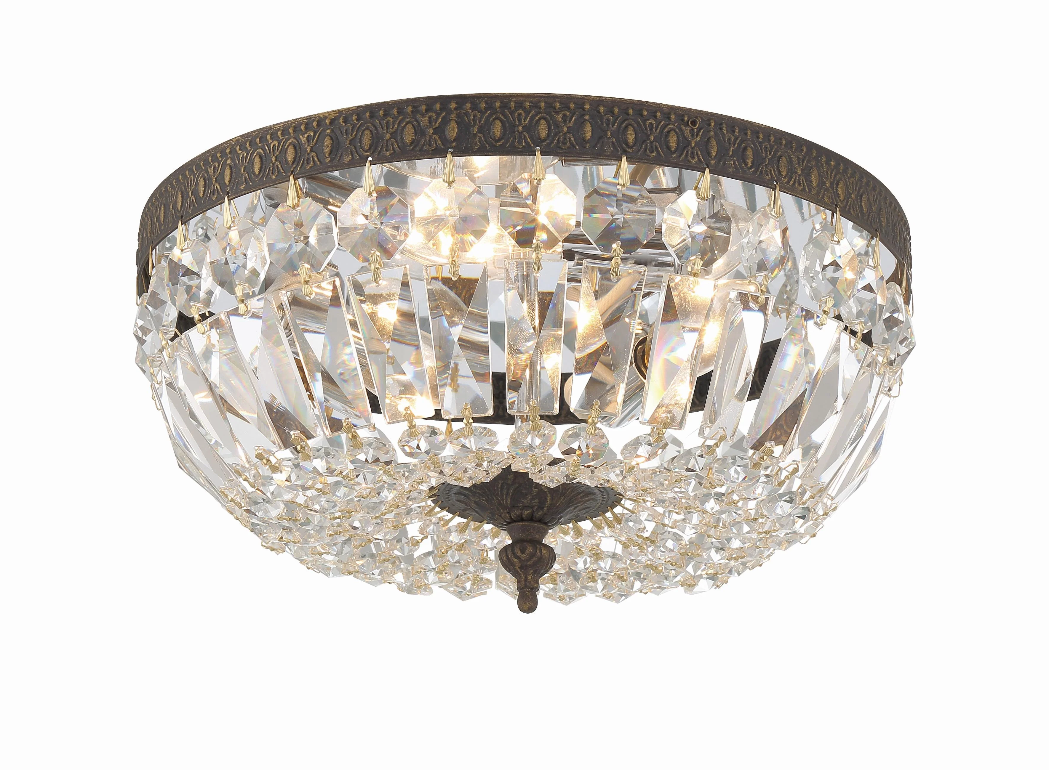 Crystorama Waltham 12'' Italian Crystal English Bronze Flush Mount