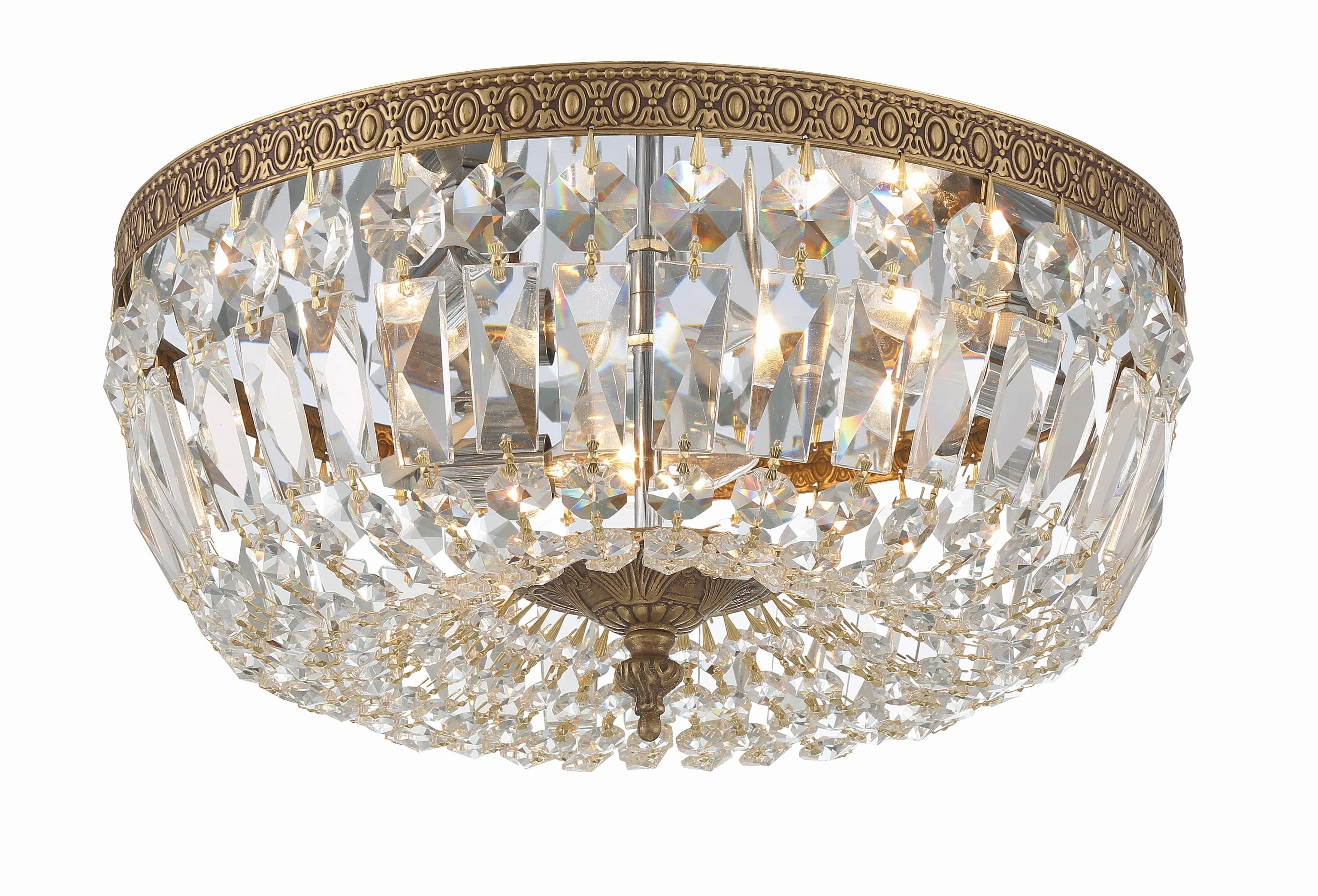 Crystorama Waltham 14'' Clear Hand Cut Olde Brass Flush Mount