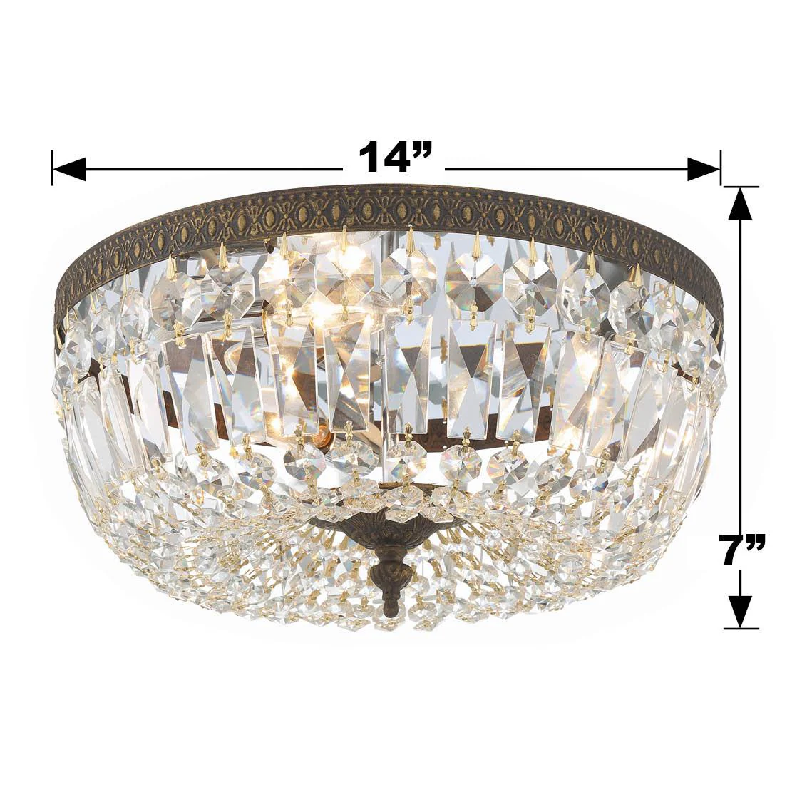 Crystorama Waltham 14'' Swarovski Spectra Crystal English Bronze Flush Mount - Image 6