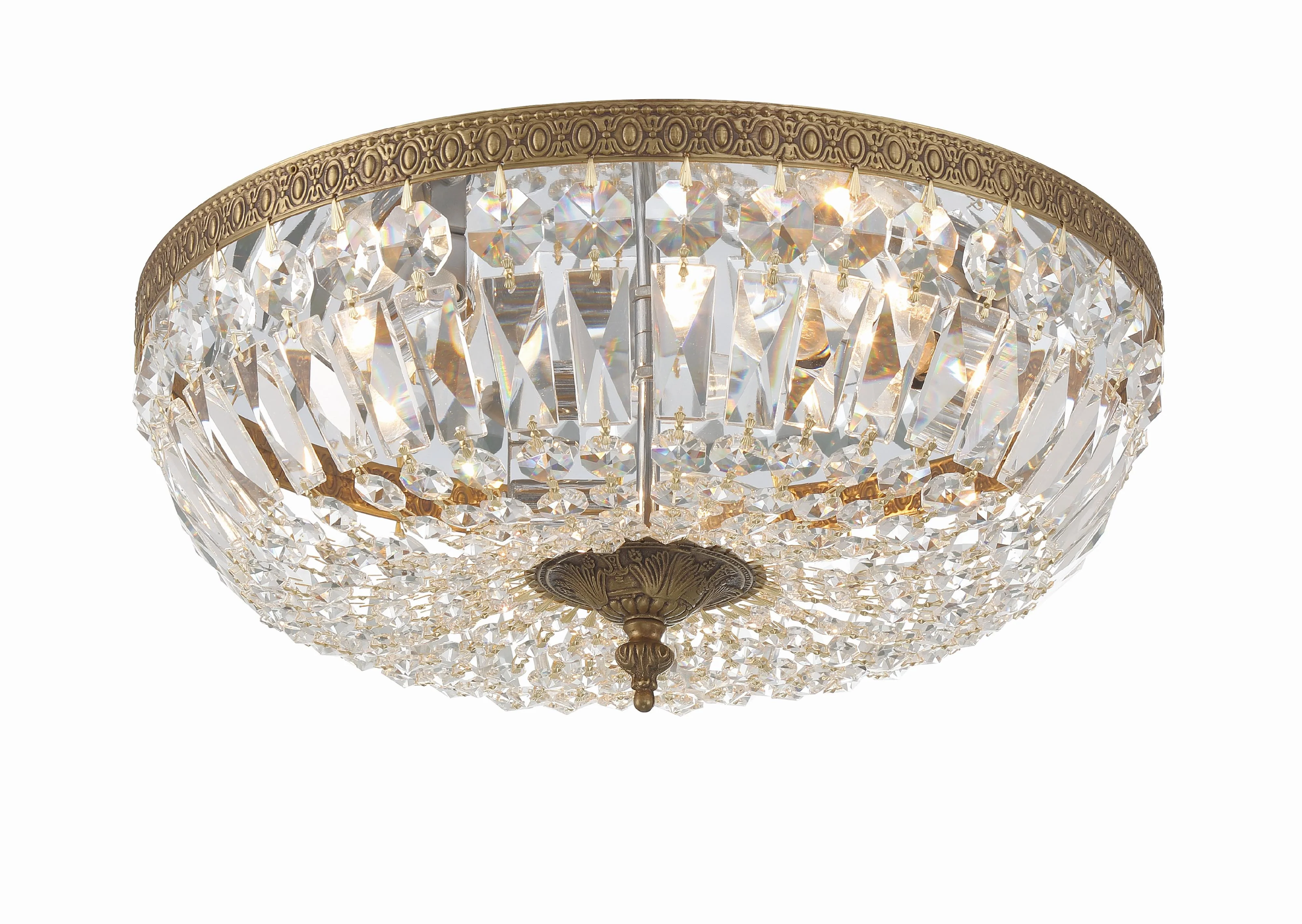 Crystorama Waltham 16'' Clear Hand Cut Olde Brass Flush Mount