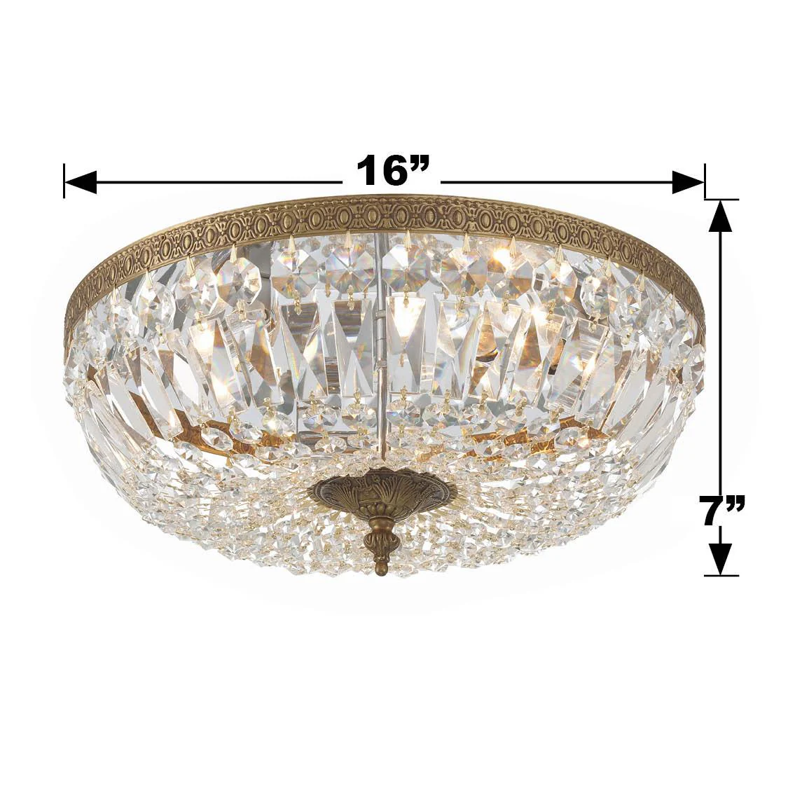 Crystorama Waltham 16'' Clear Hand Cut Olde Brass Flush Mount - Image 5