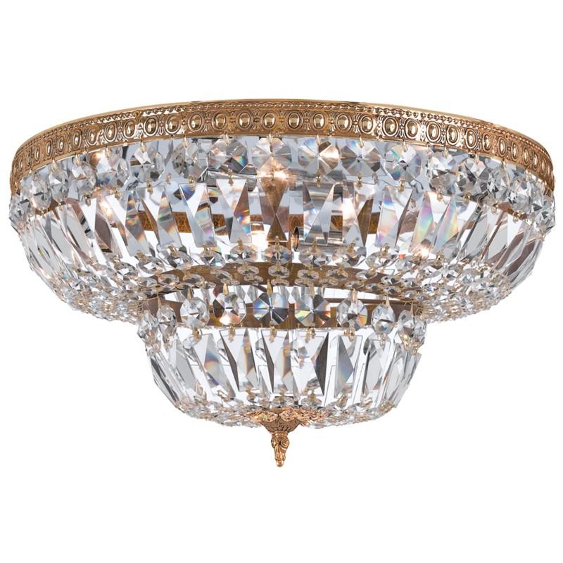 Crystorama Waltham 30'' Clear Hand Cut Olde Brass Flush Mount
