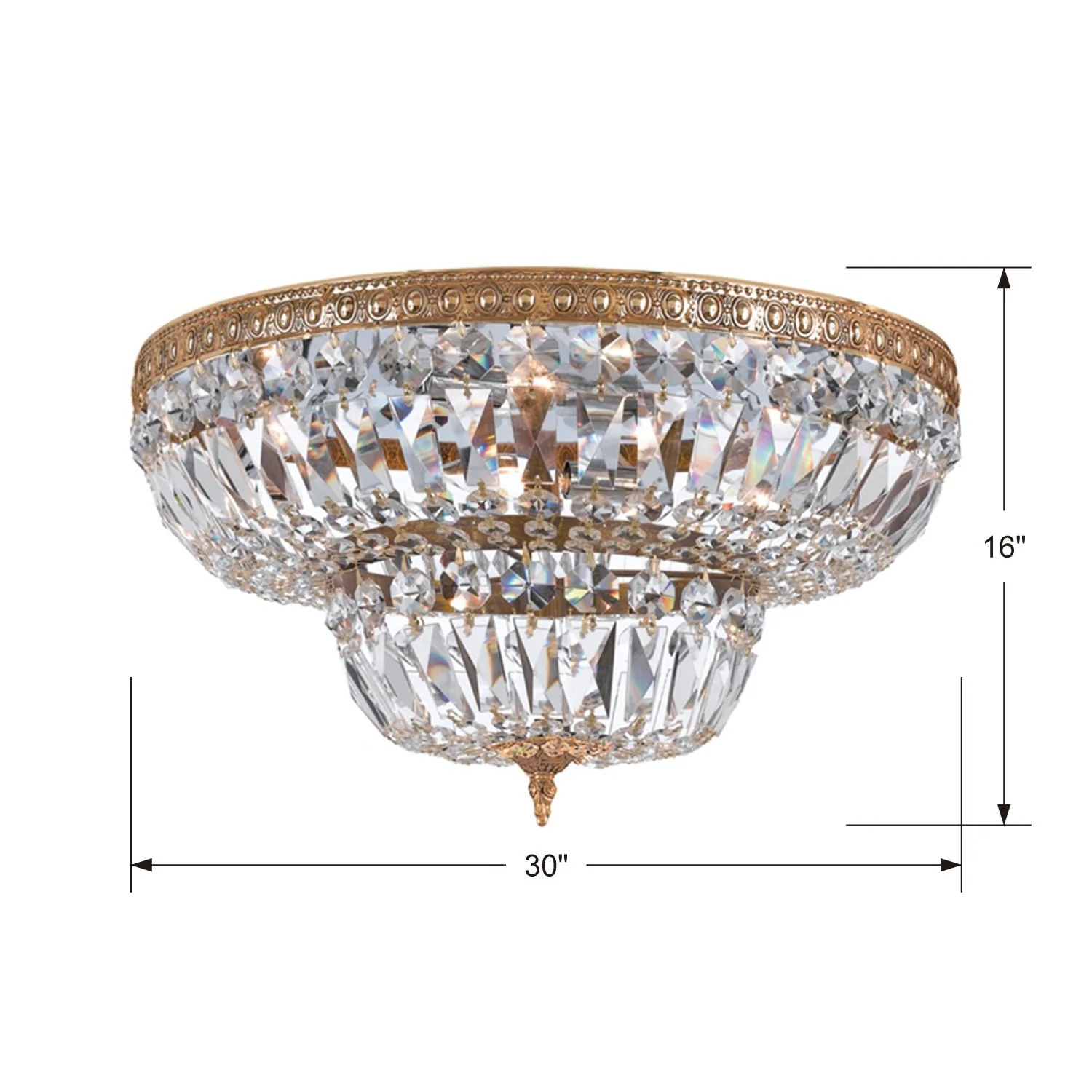 Crystorama Waltham 30'' Clear Hand Cut Olde Brass Flush Mount - Image 2