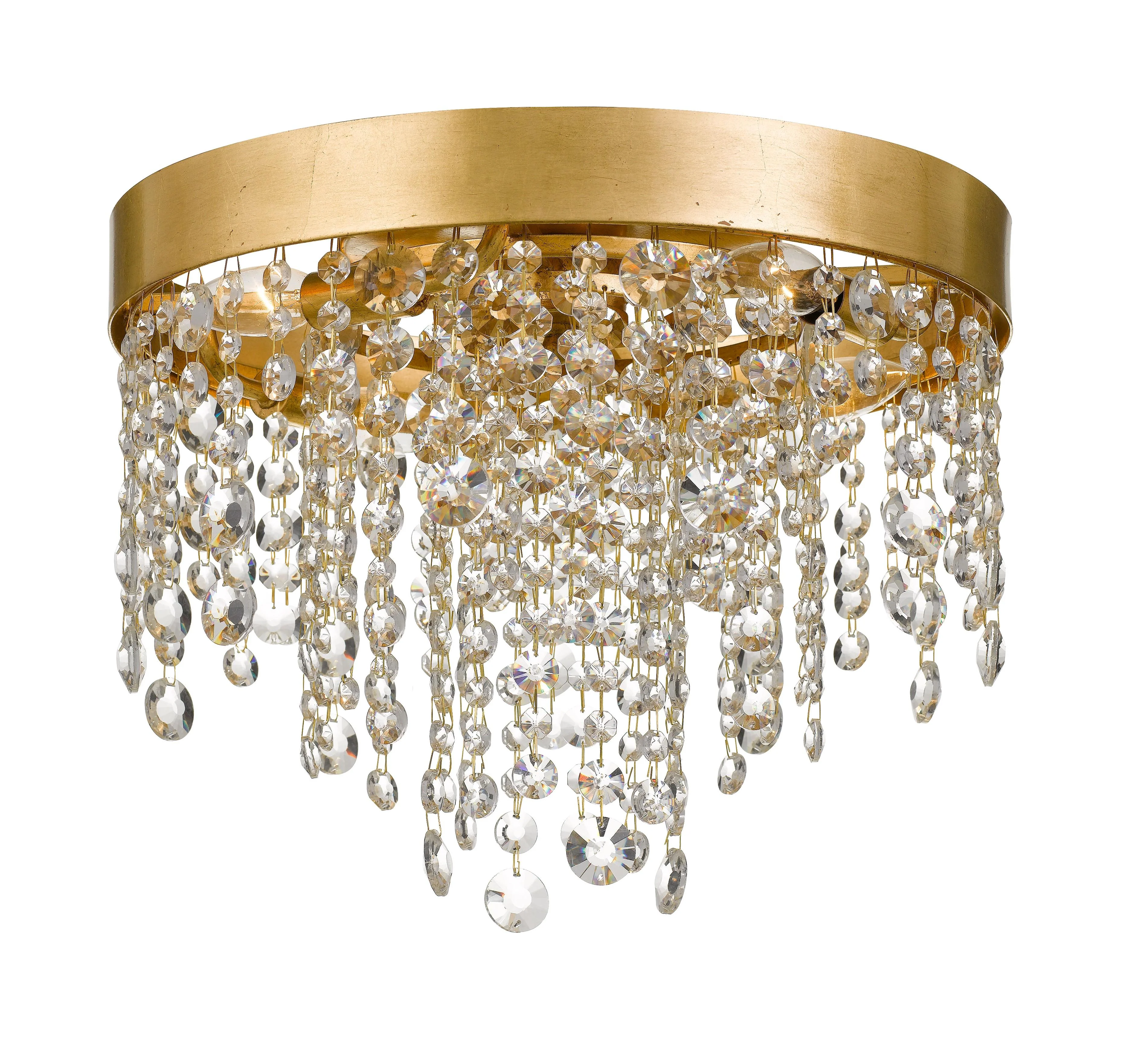 Crystorama Winham 16'' Hand Cut Crystal Antique Gold Flush Mount