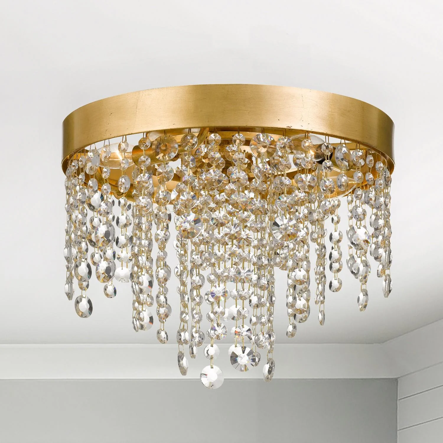 Crystorama Winham 16'' Hand Cut Crystal Antique Gold Flush Mount - Image 4