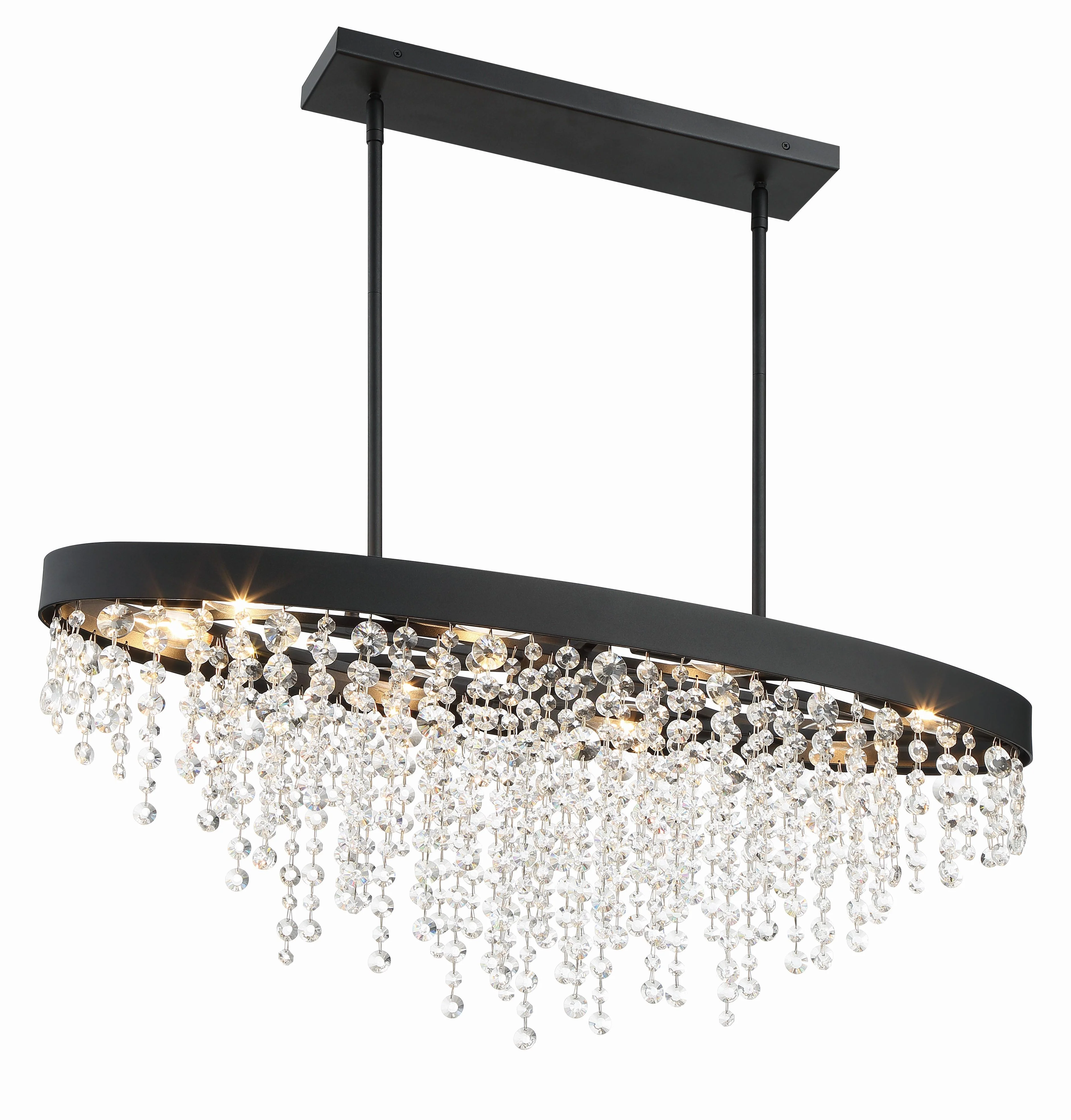 Crystorama Winham 36'' Black Forged Linear Oval Chandelier - Image 2