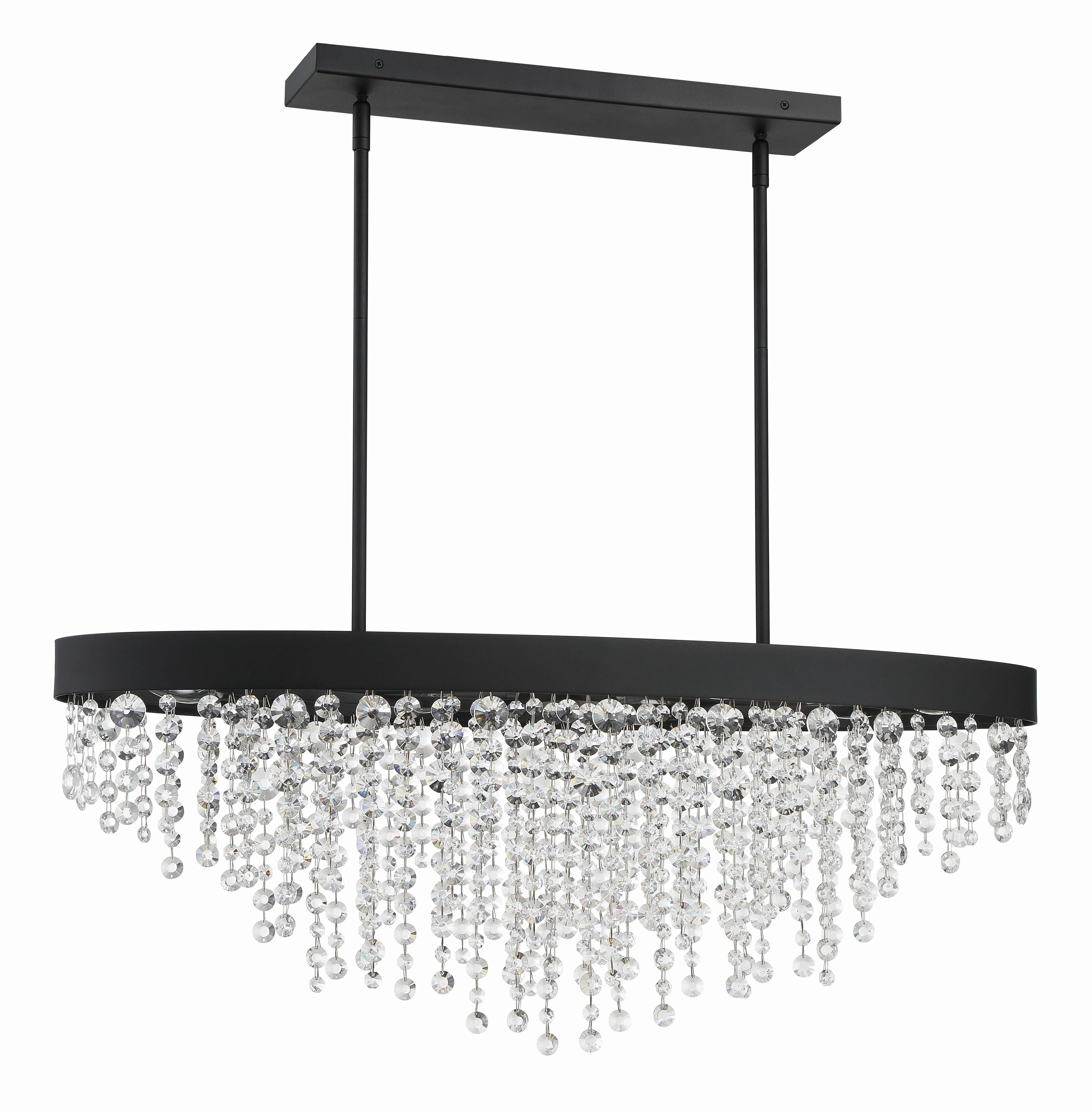 Crystorama Winham 36'' Black Forged Linear Oval Chandelier - Image 3