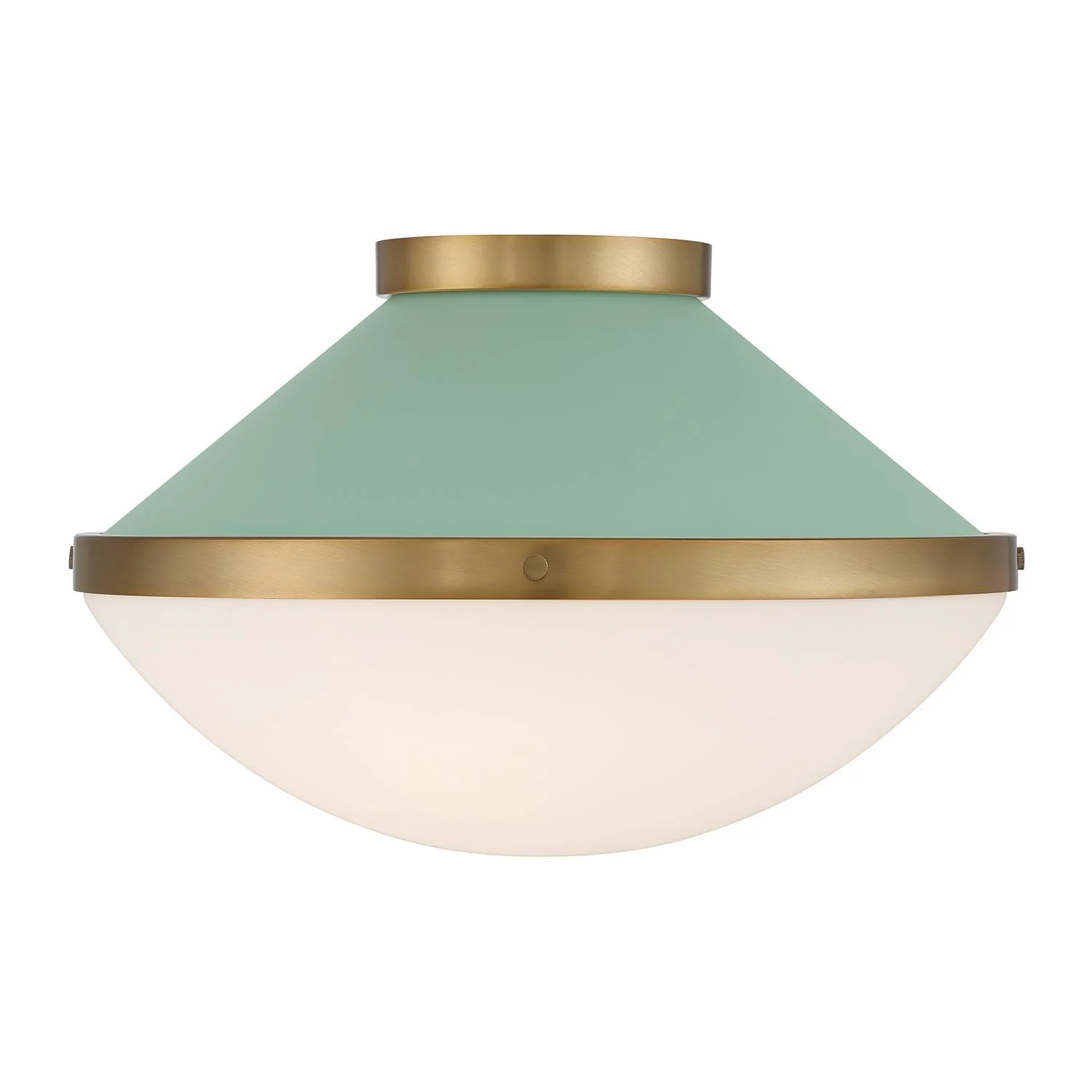 Crystorama Xander 16.25'' Vibrant Gold + Green Flush Mount - Image 4