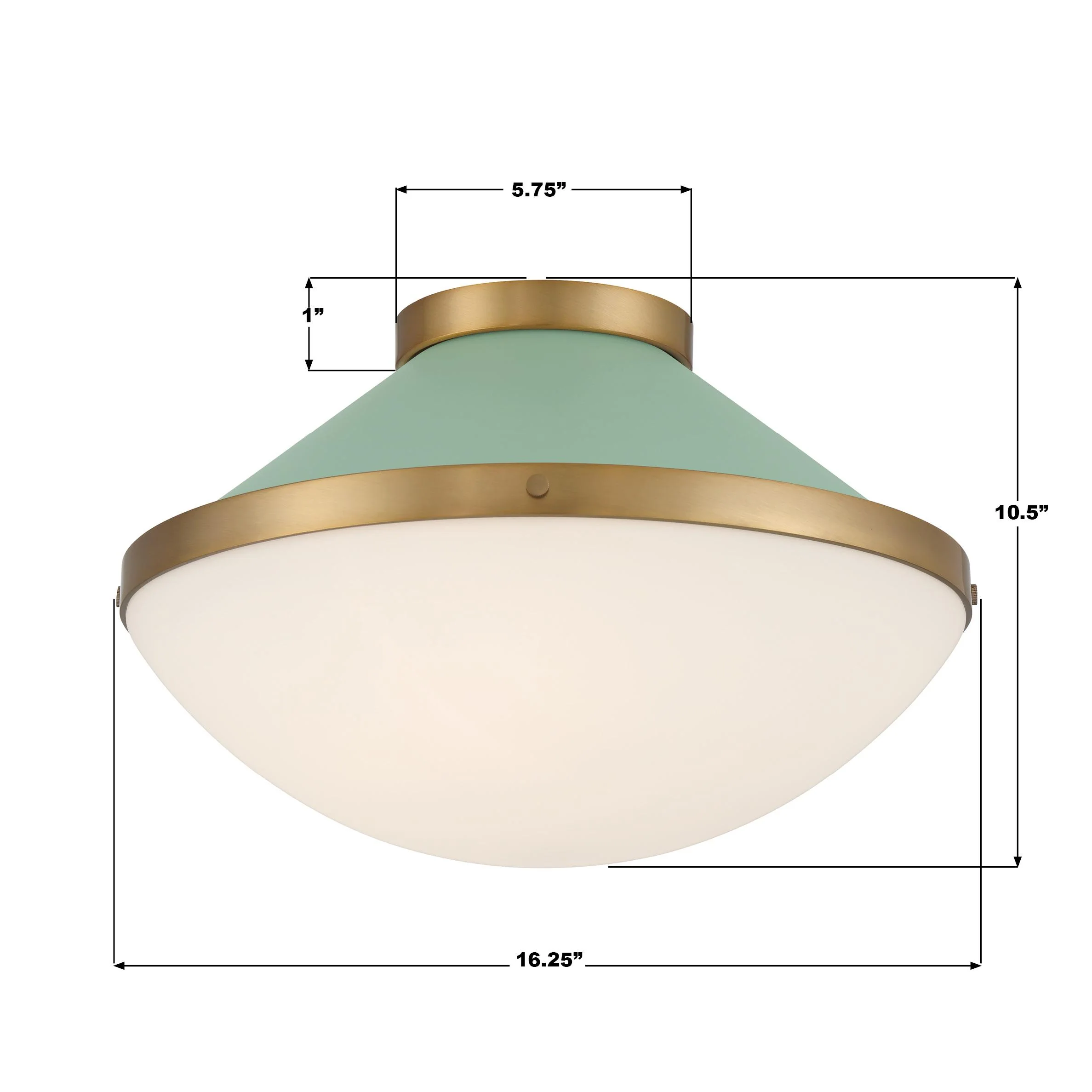 Crystorama Xander 16.25'' Vibrant Gold + Green Flush Mount - Image 5