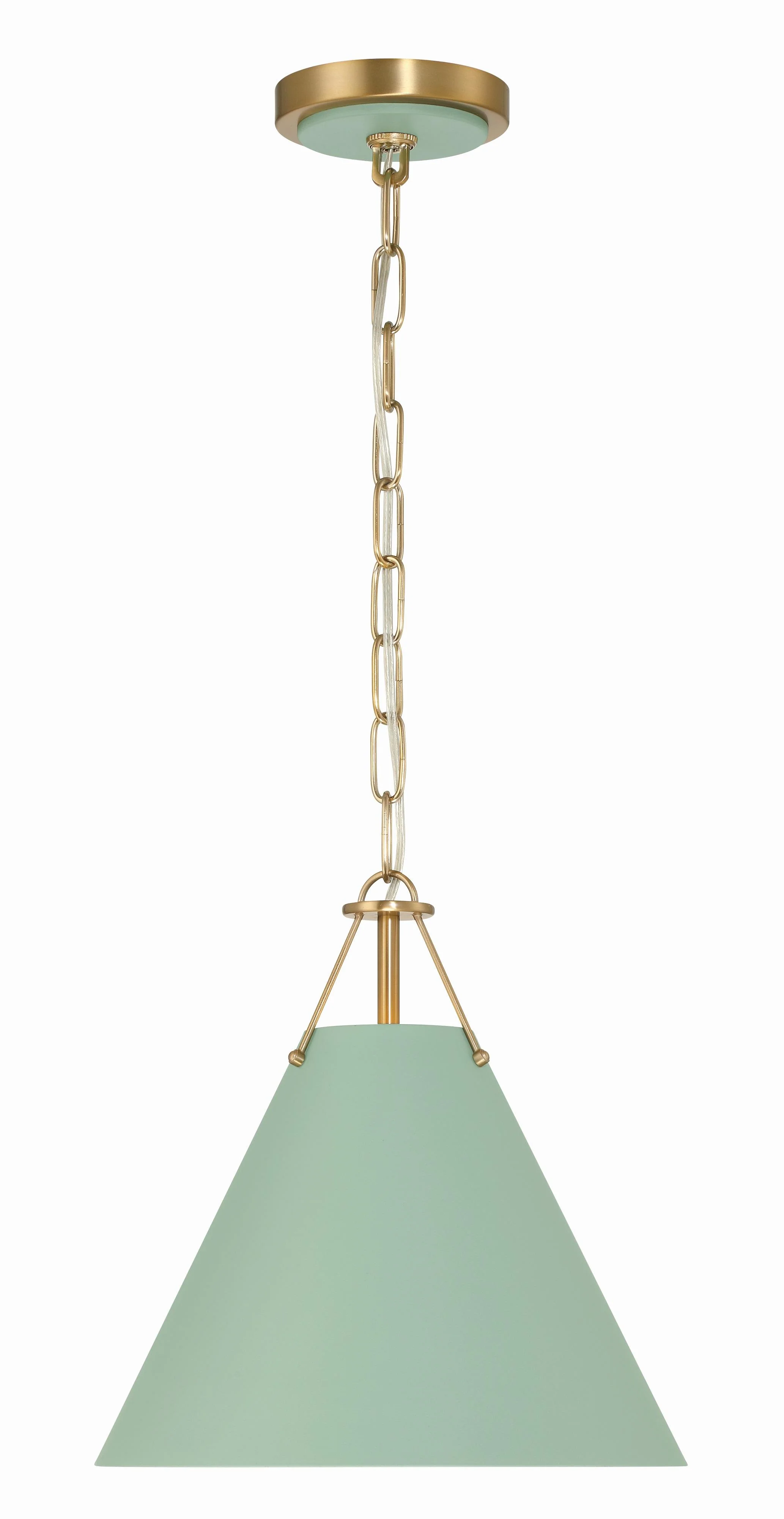 Crystorama Xavier 12'' Vibrant Gold + Green Pendant - Image 2