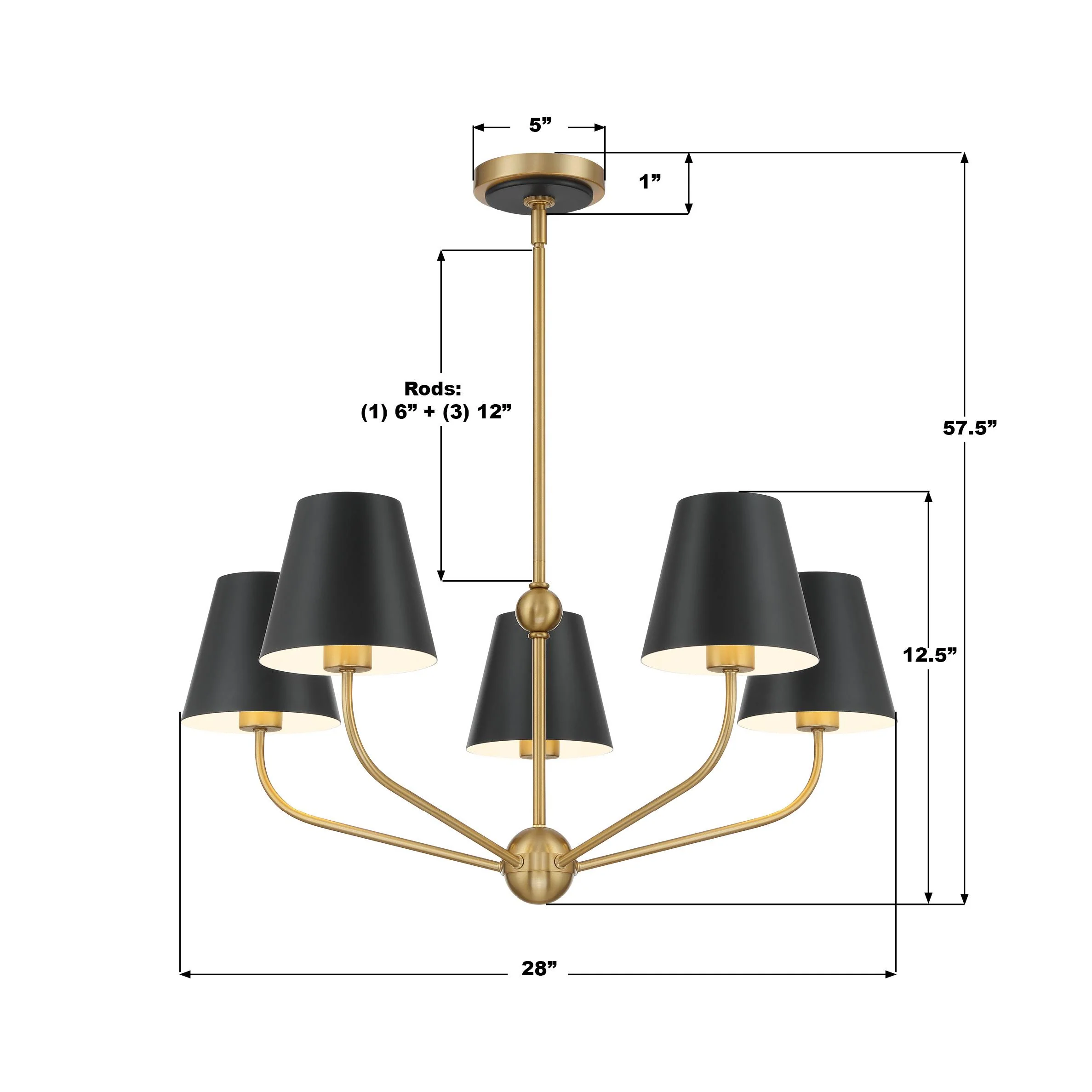Crystorama Xavier 28'' Vibrant Gold + Matte Black Chandelier - Image 3