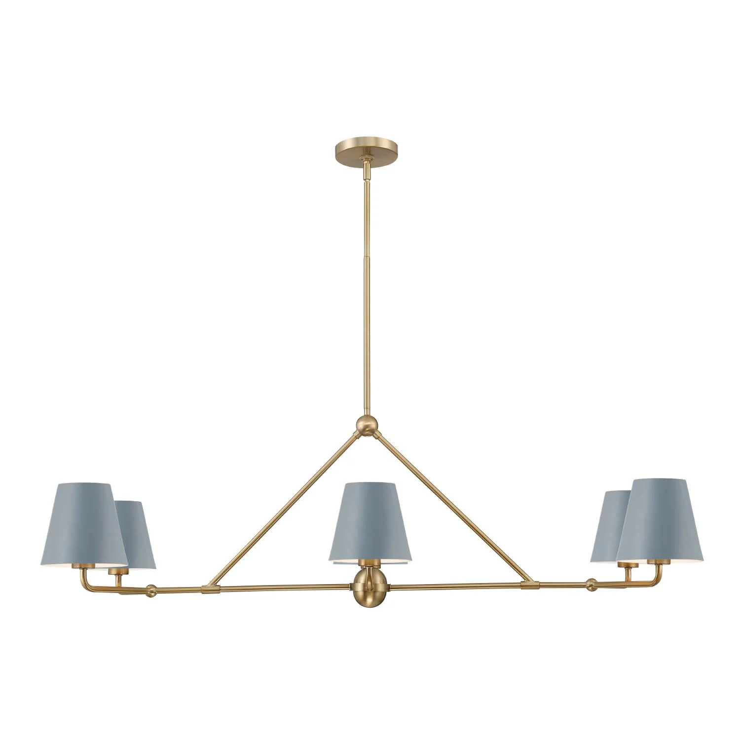 Crystorama Xavier 46'' Vibrant Gold + Blue Linear Chandelier