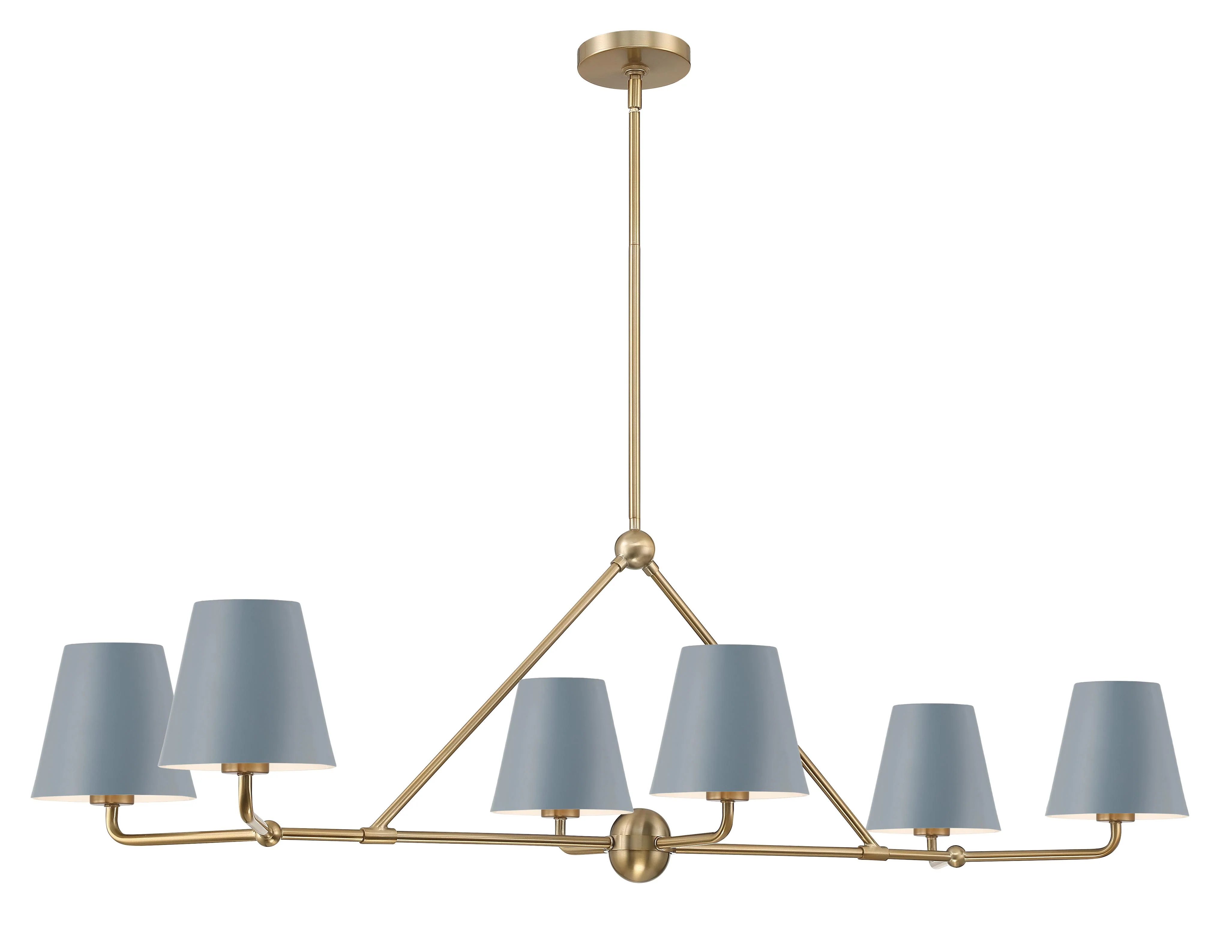 Crystorama Xavier 46'' Vibrant Gold + Blue Linear Chandelier - Image 3
