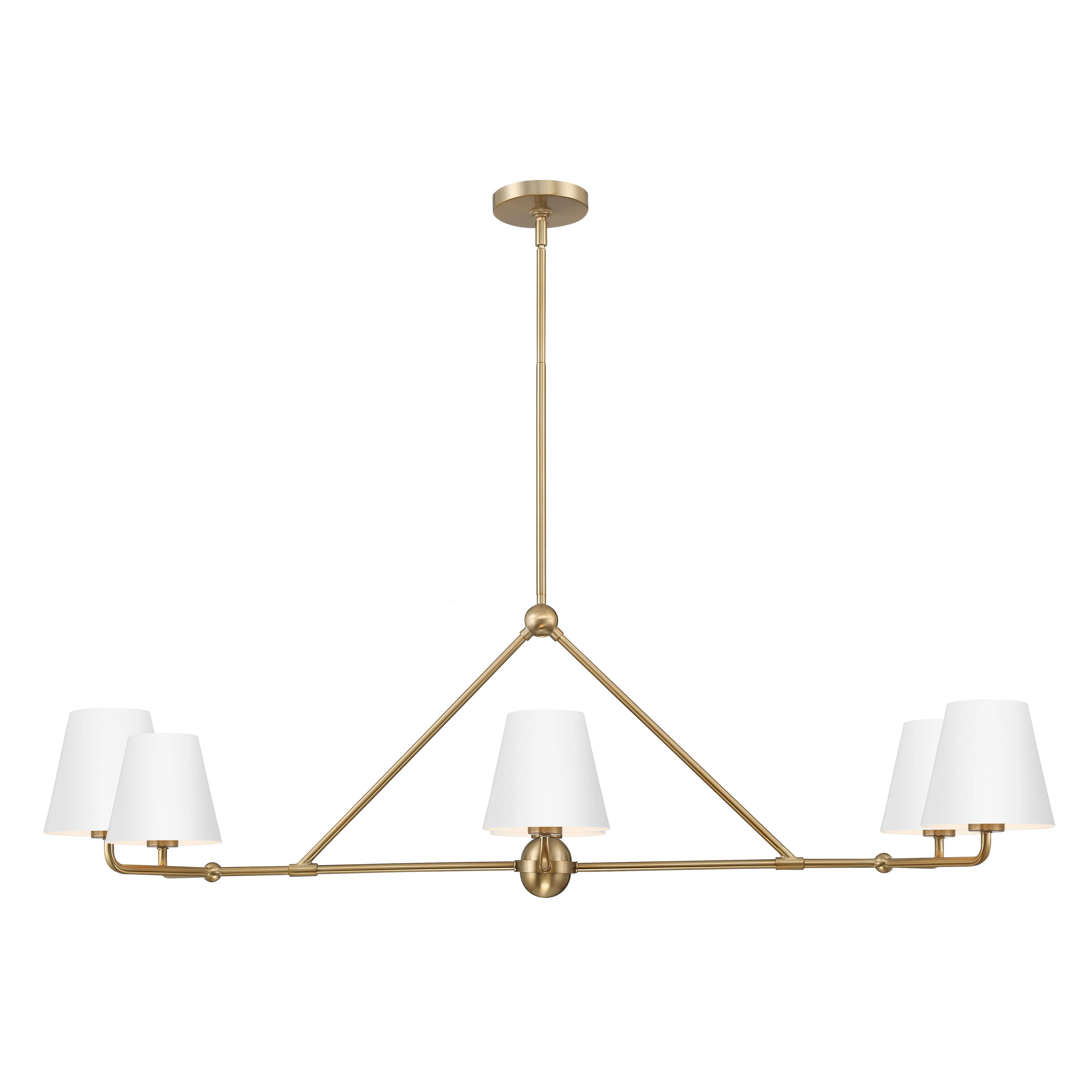 Crystorama Xavier 46'' Vibrant Gold + White Linear Chandelier