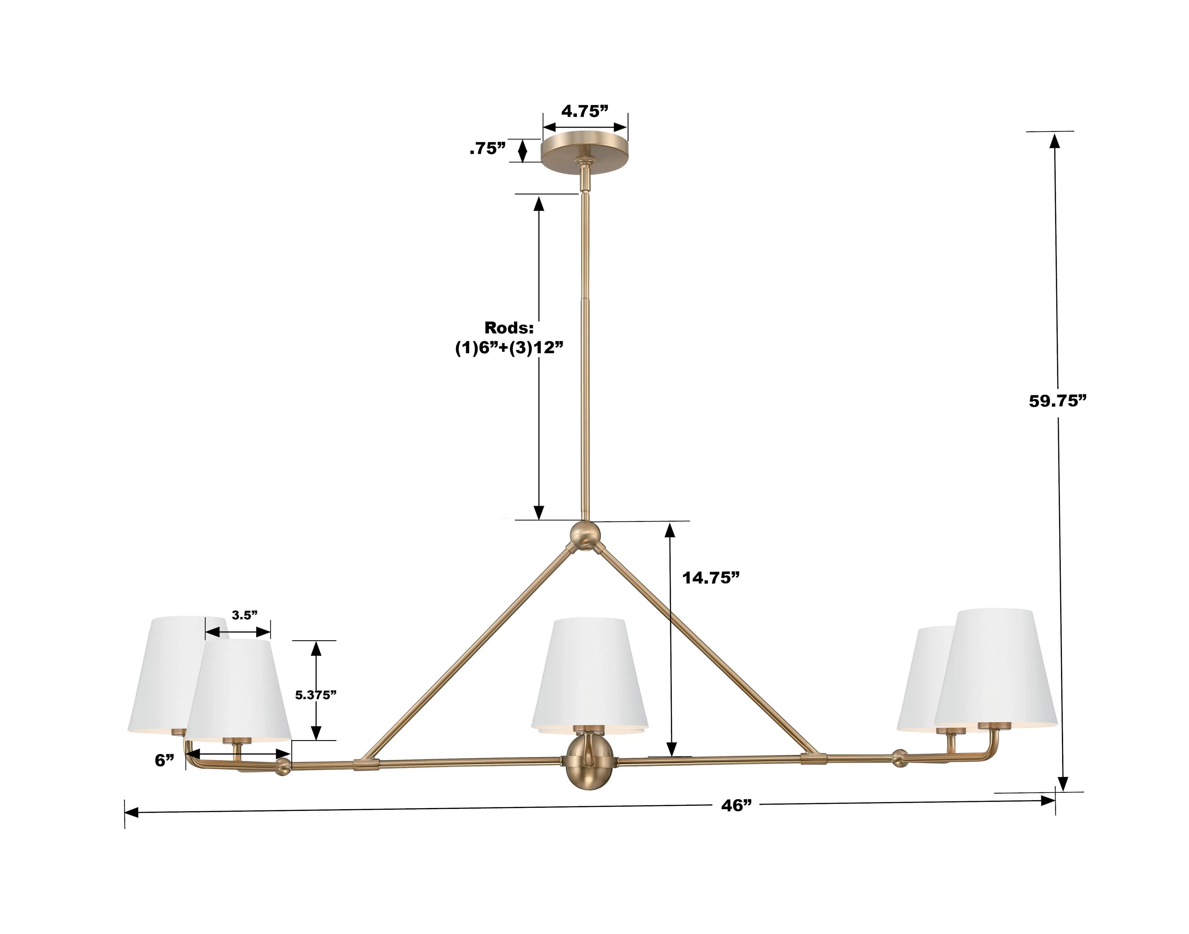 Crystorama Xavier 46'' Vibrant Gold + White Linear Chandelier - Image 5