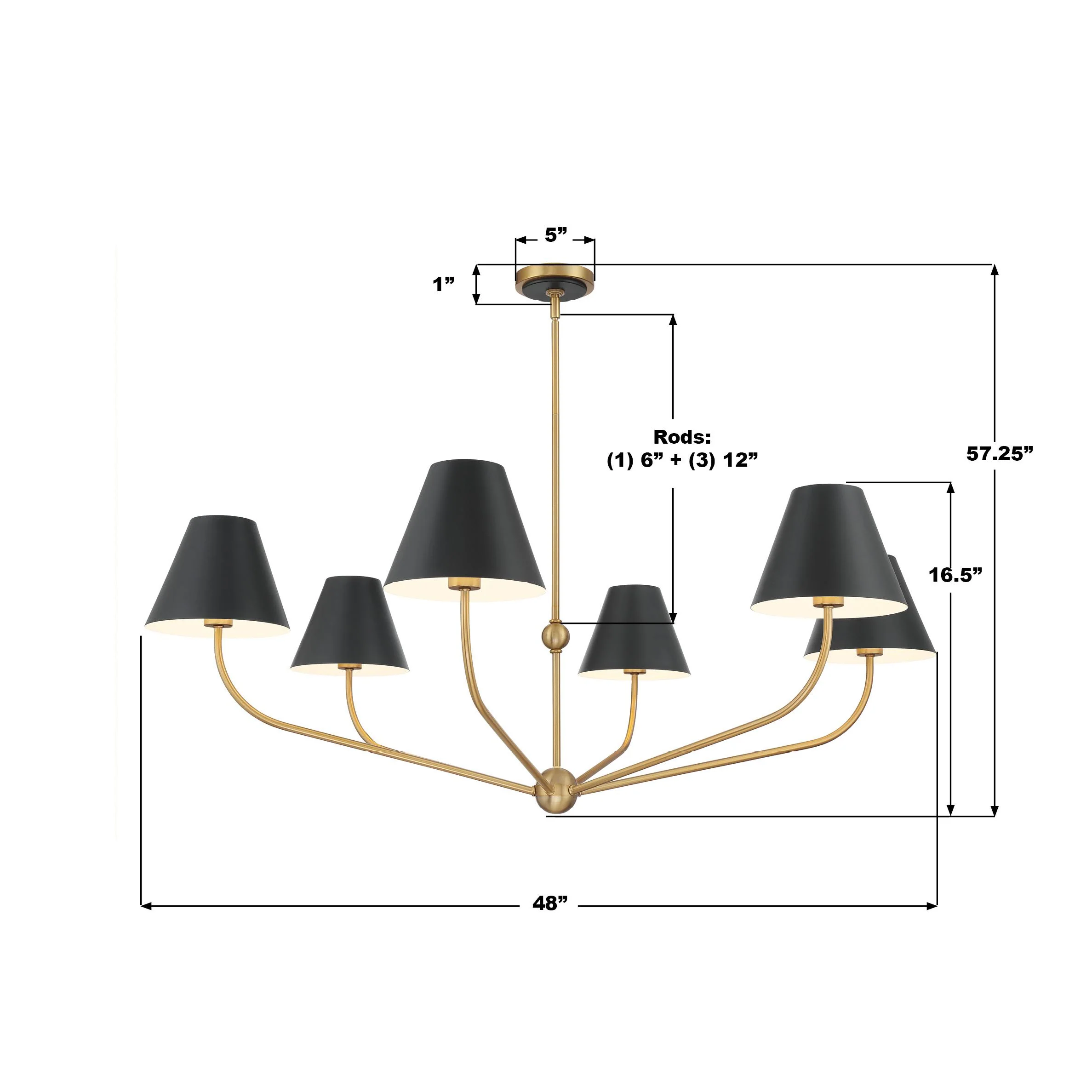 Crystorama Xavier 48'' Vibrant Gold + Matte Black Chandelier - Image 7