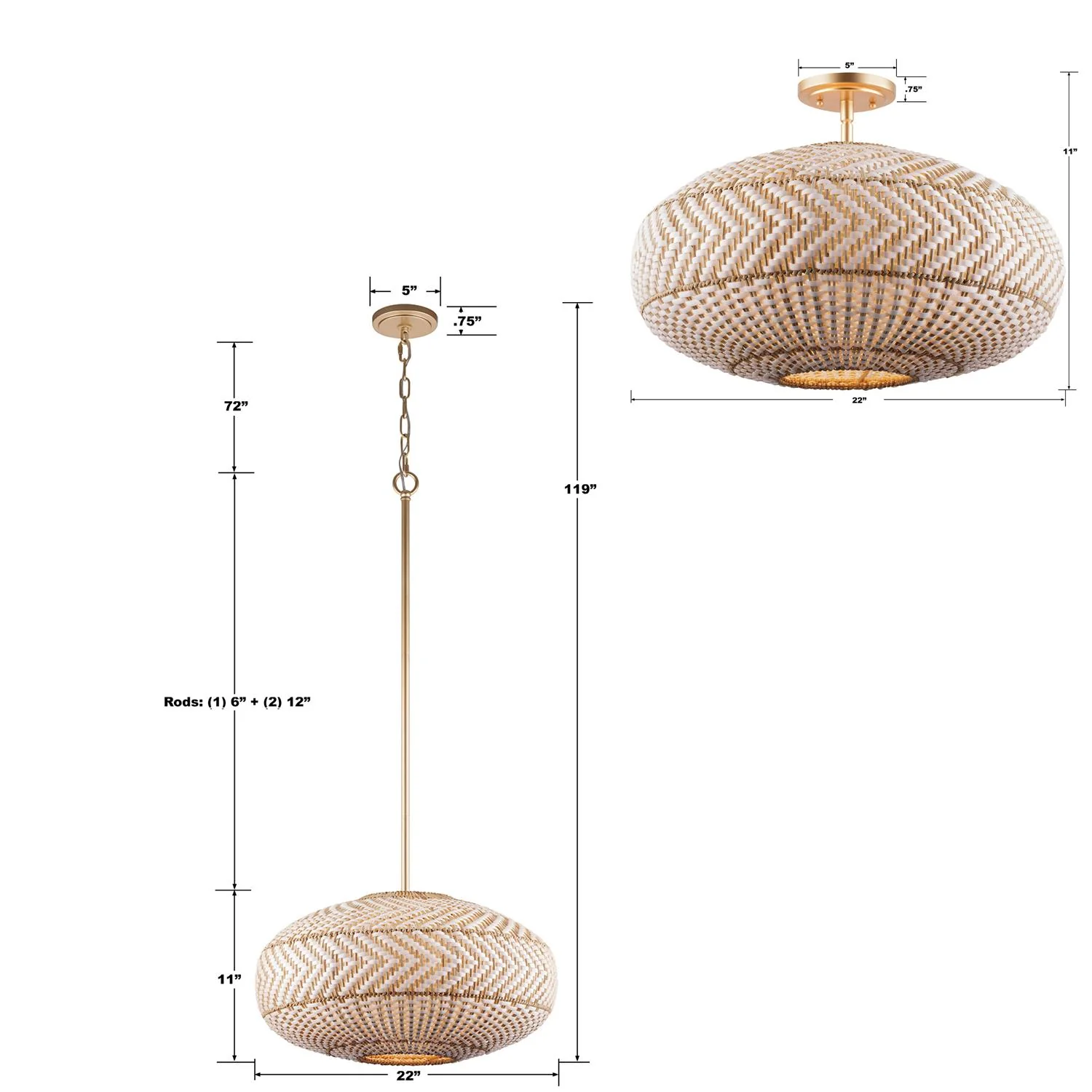 Crystorama Zanzibar 22'' Soft Gold Pendant - Image 11