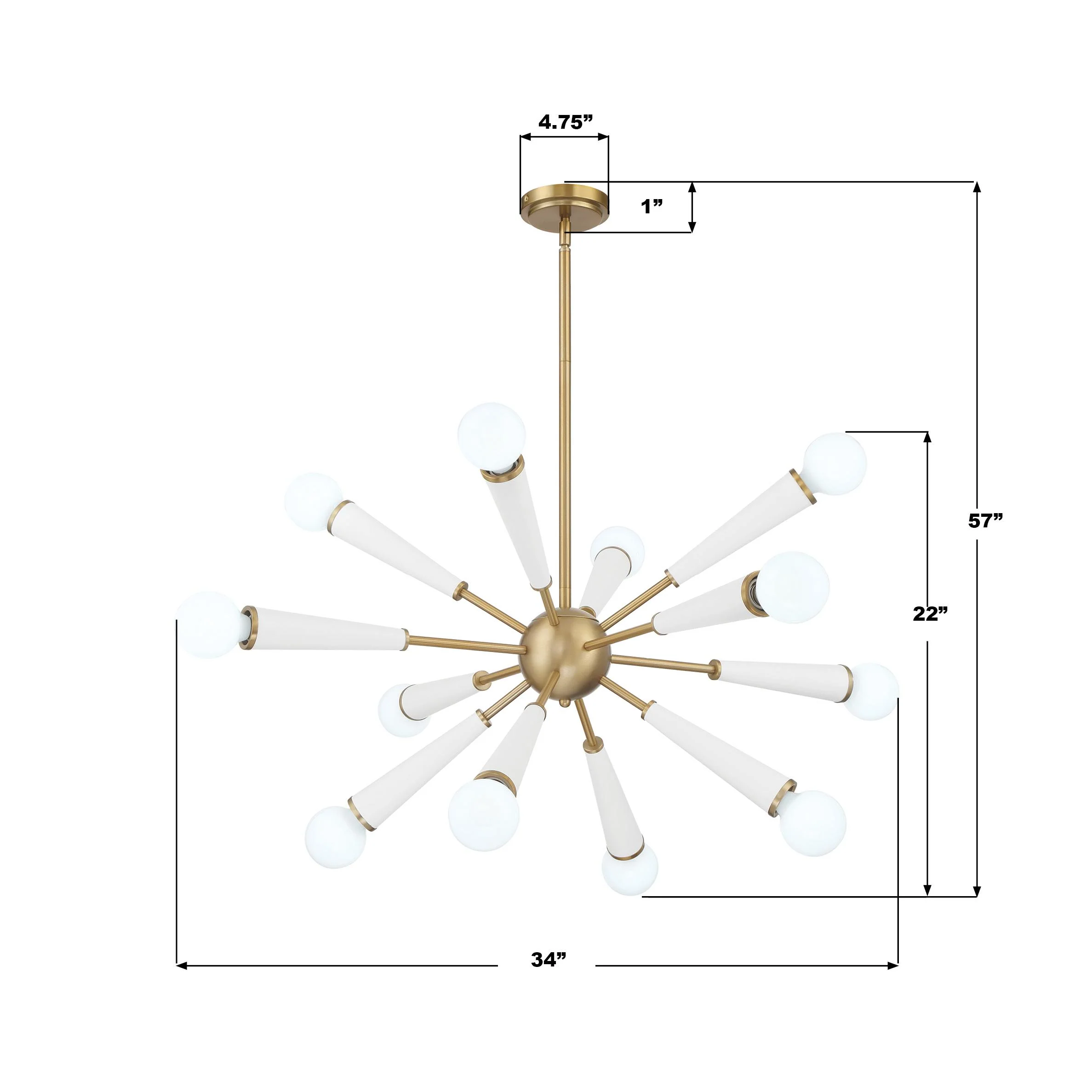 Crystorama Zodiac 34'' Aged Brass + Matte White Chandelier - Image 8