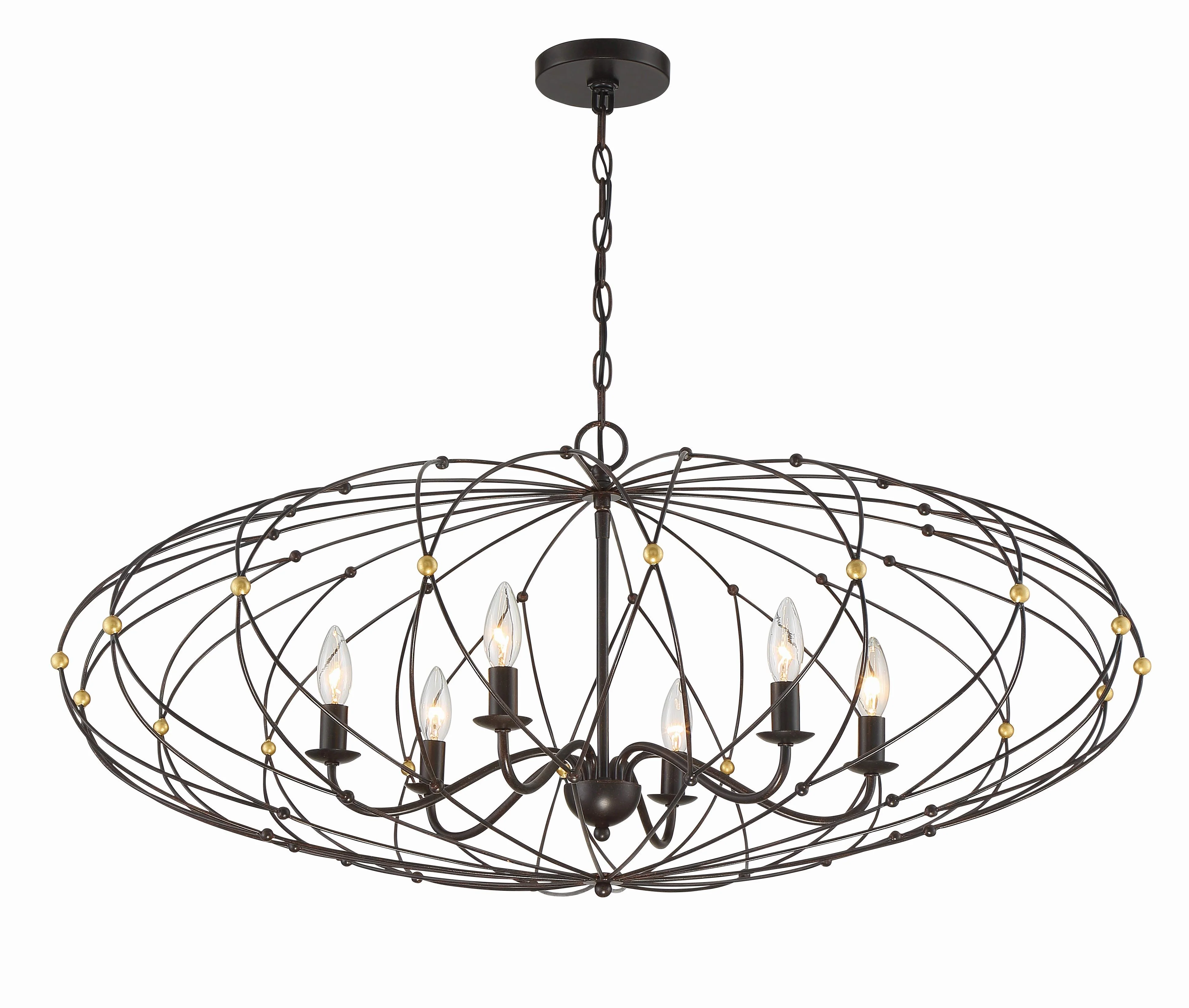 Crystorama Zucca 38.25'' English Bronze + Antique Gold Chandelier