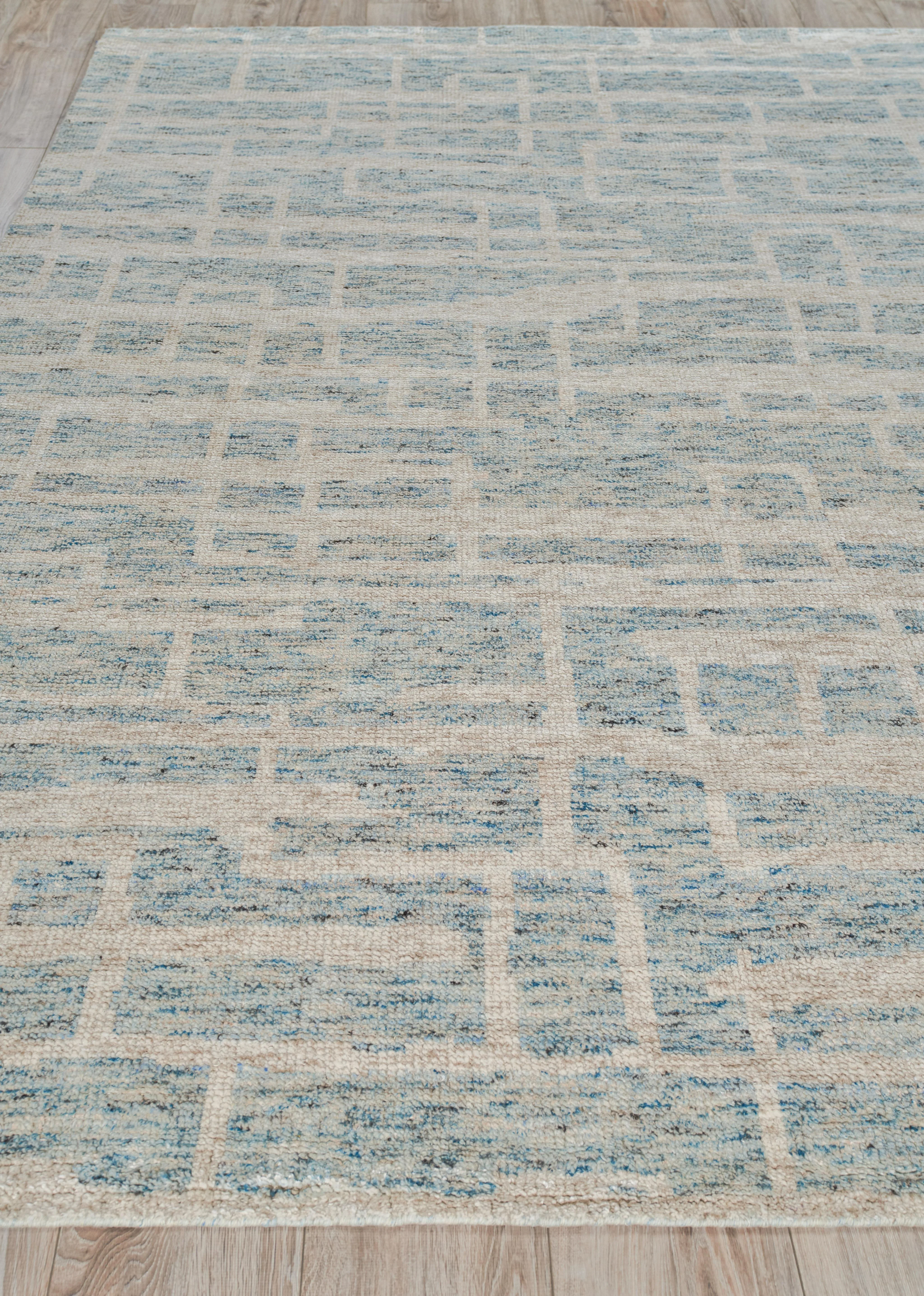 Exquisite Rugs Aldridge Hand-Knotted Wool/Bamboo Silk 4481 Light Blue/Ivory 9' X 6' Area Rug - Image 3