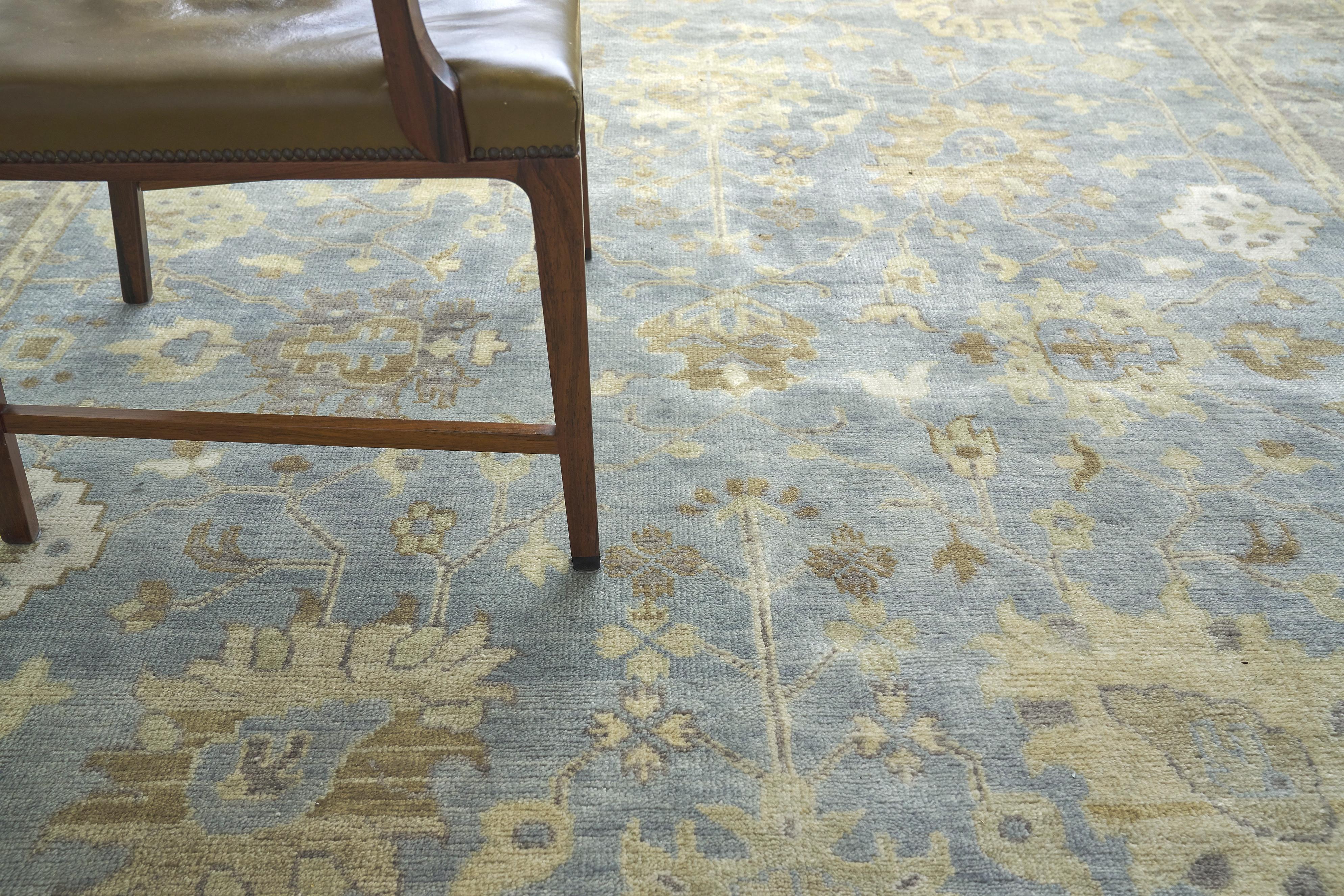 Exquisite Rugs Antique Weave Oushak Hand Knotted New Zealand Wool In 2000 Gray/Brown/Blue 10' X 8' Area Rug - Image 5