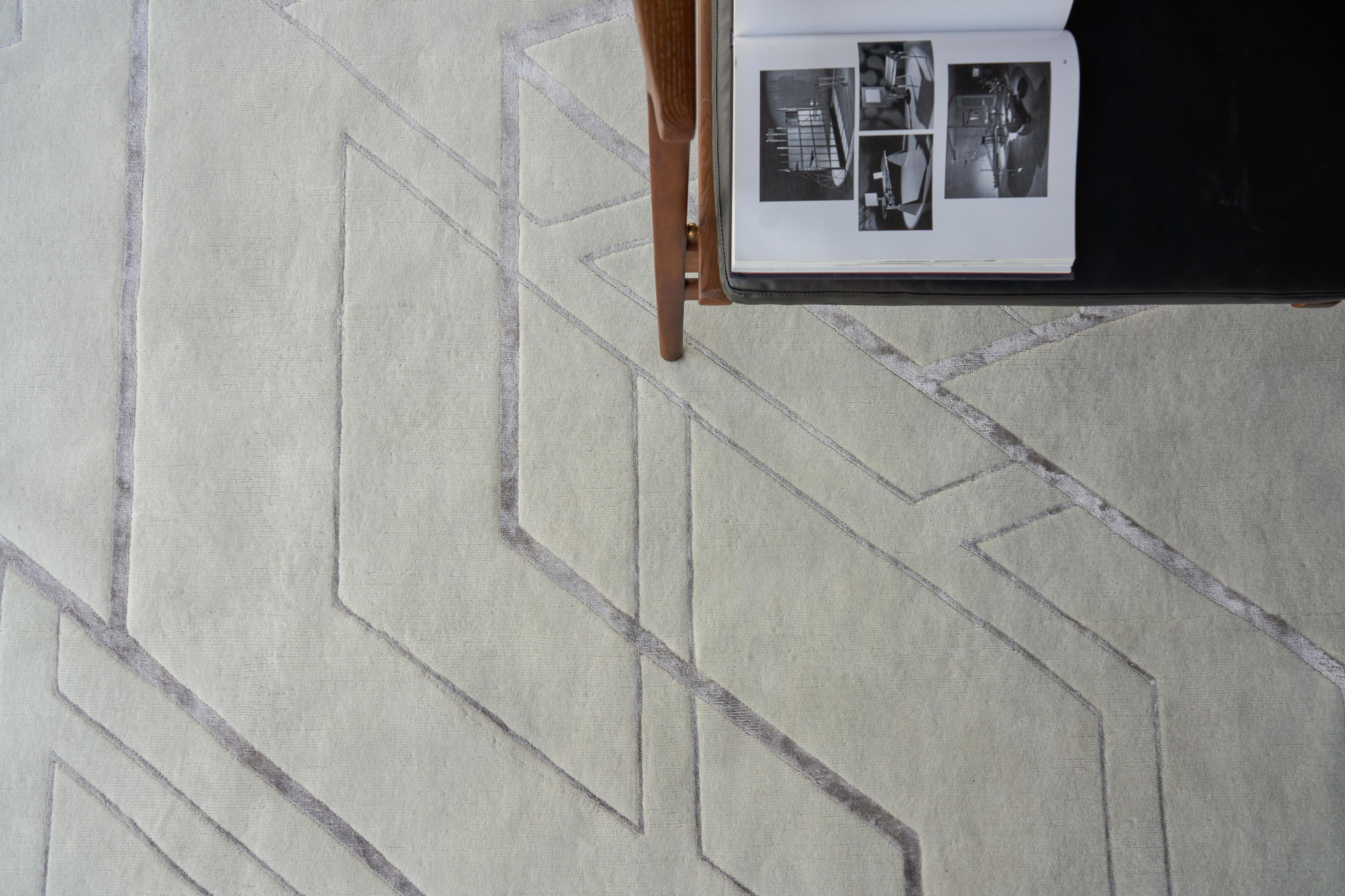 Exquisite Rugs Aries Hand Knotted Wool/Bamboo Silk In 4919 Silver 10' X 8' Area Rug - Image 6
