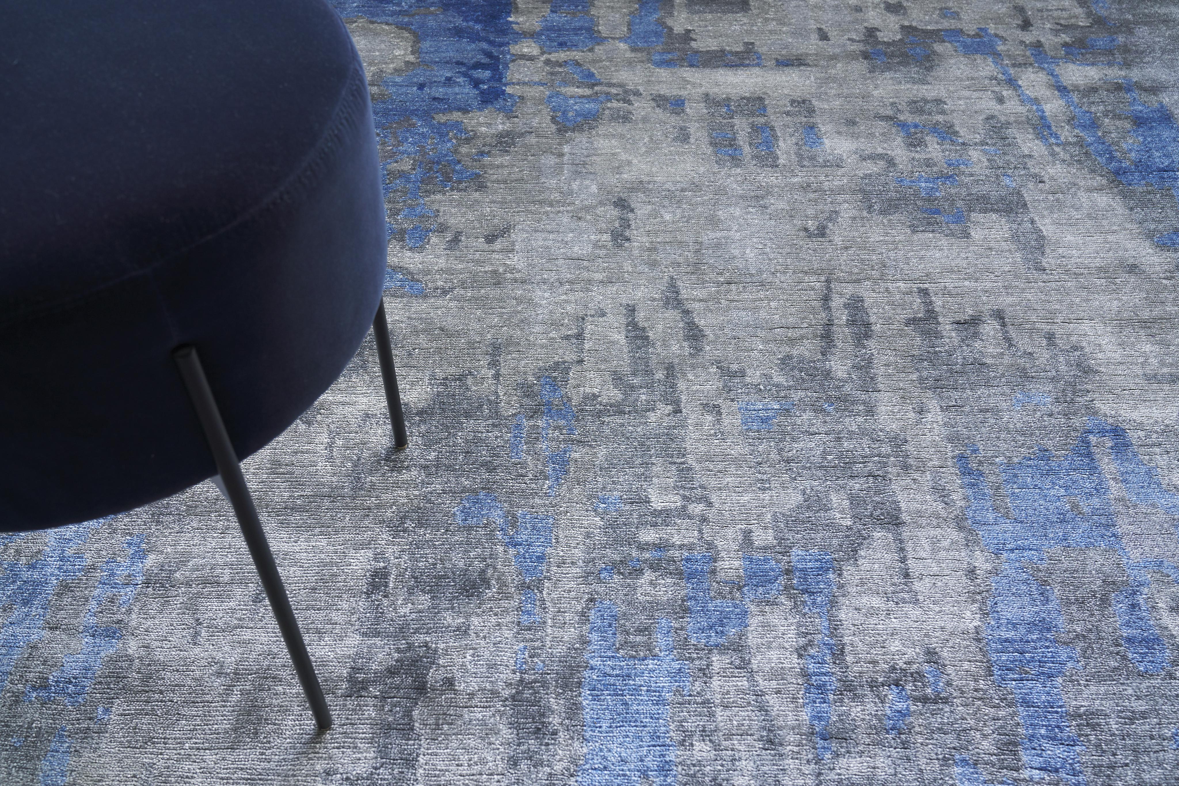 Exquisite Rugs Bamboo Silk Hand-Knotted 3339 Blue/Gray 15' X 12' Area Rug - Image 2