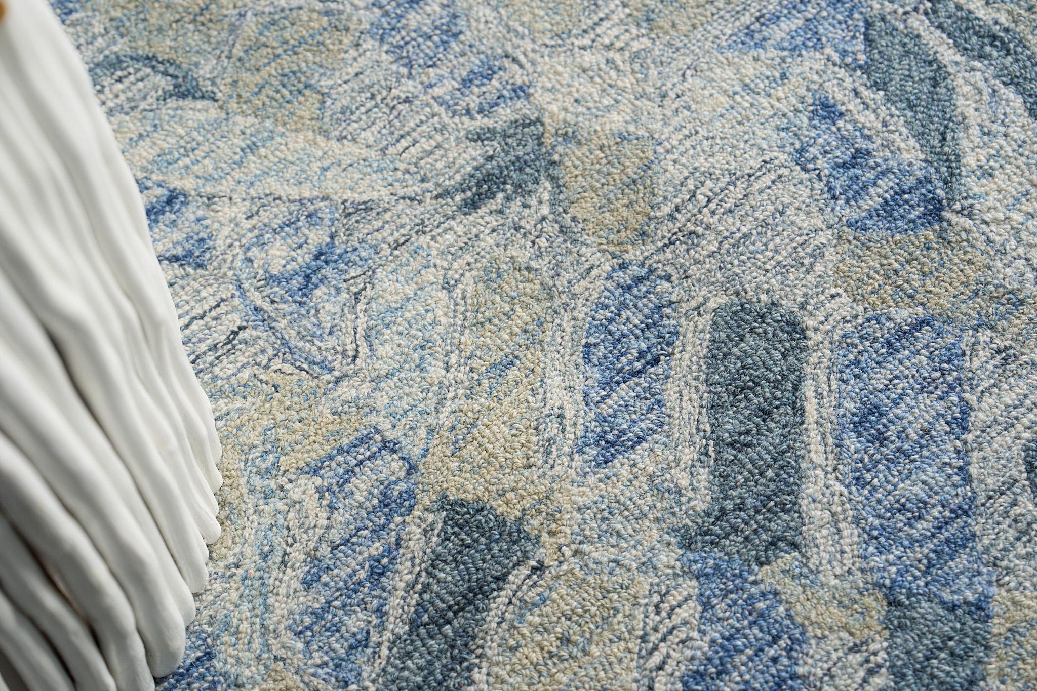 Exquisite Rugs Botanica 6808 Blue/Ivory/Multi New Zealand Wool Hand-Tufted 12' X 9' Area Rug - Image 8